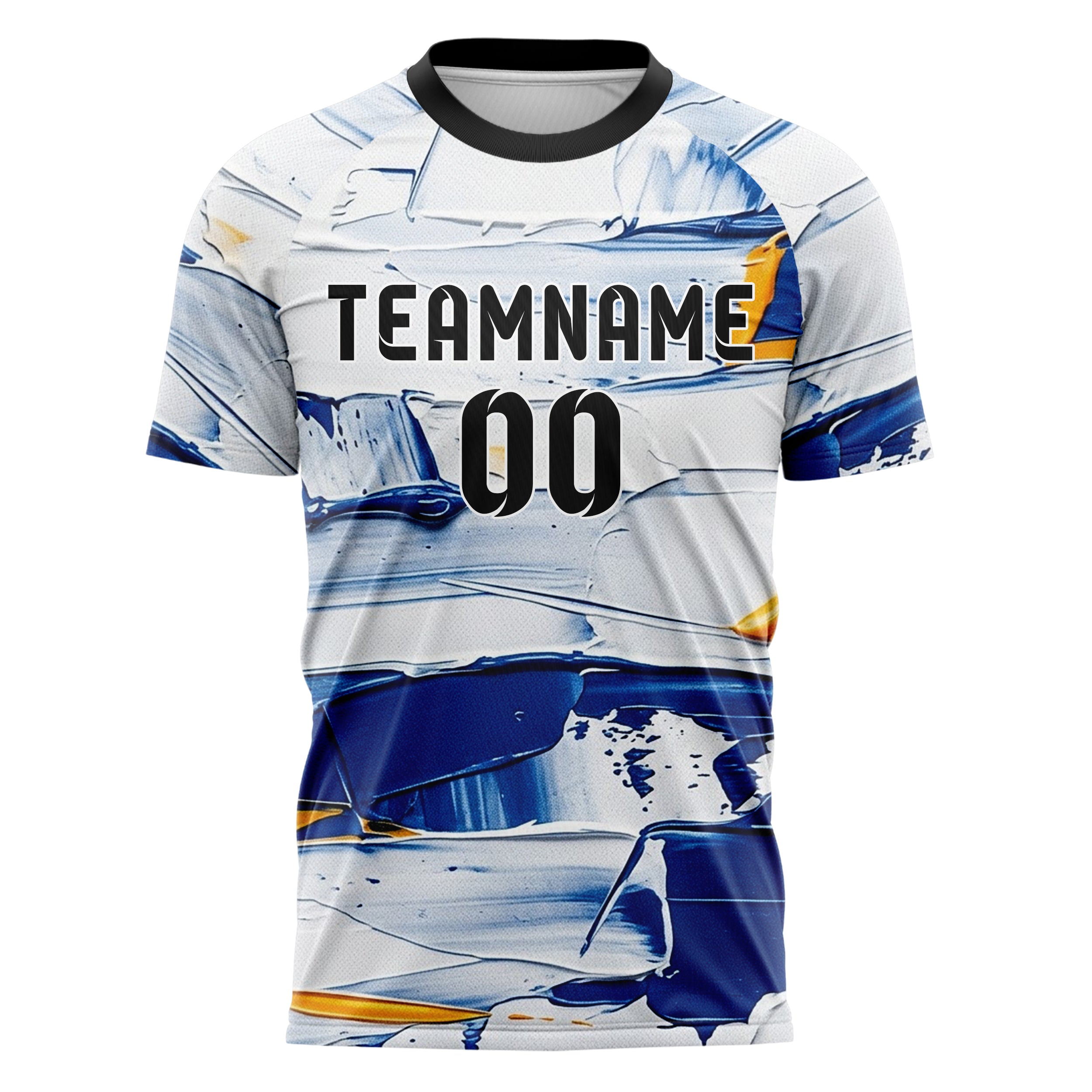 White Cobalt Amber Oil Impasto Shards Custom Soccer Jersey