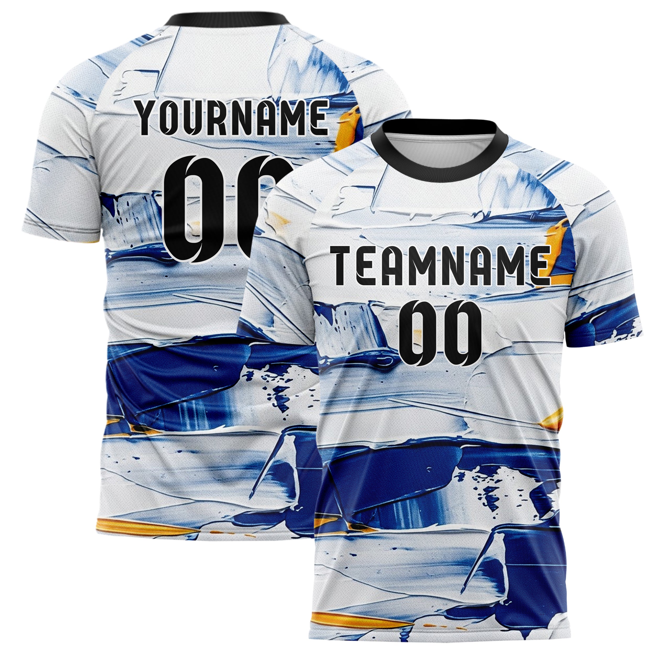 White Cobalt Amber Oil Impasto Shards Custom Soccer Jersey