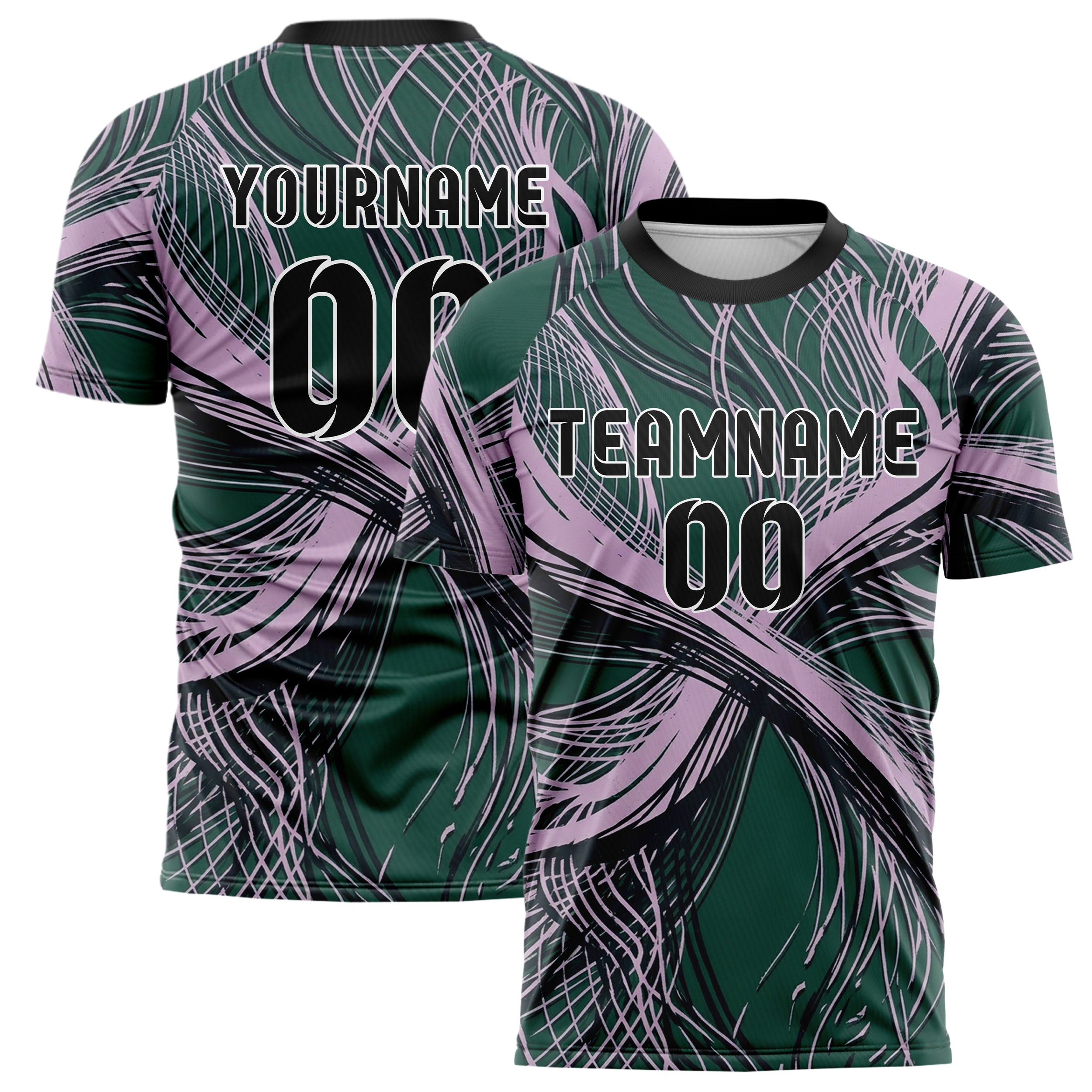 Emerald Lilac Black Gallery Line Sculpture Custom Soccer Jersey