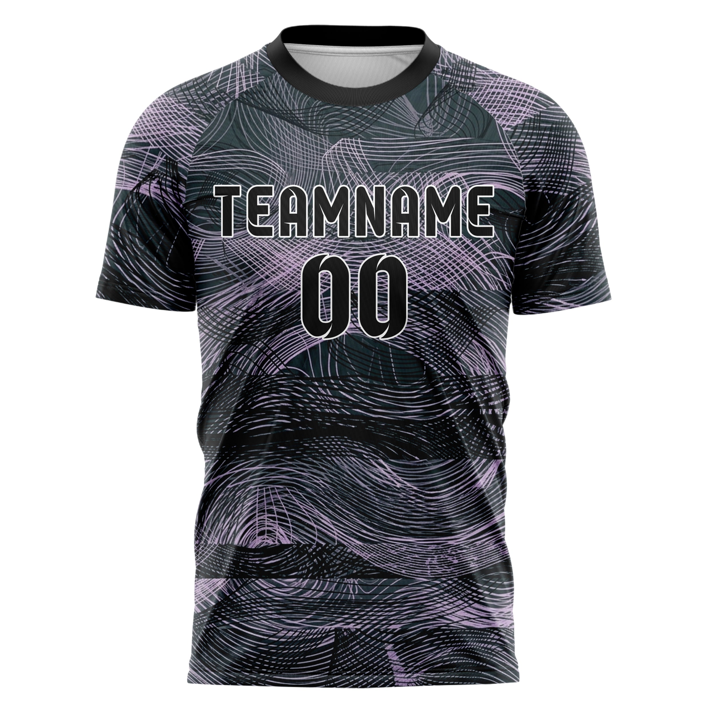 Emerald Lilac Black Gallery Line Sculpture Custom Soccer Jersey