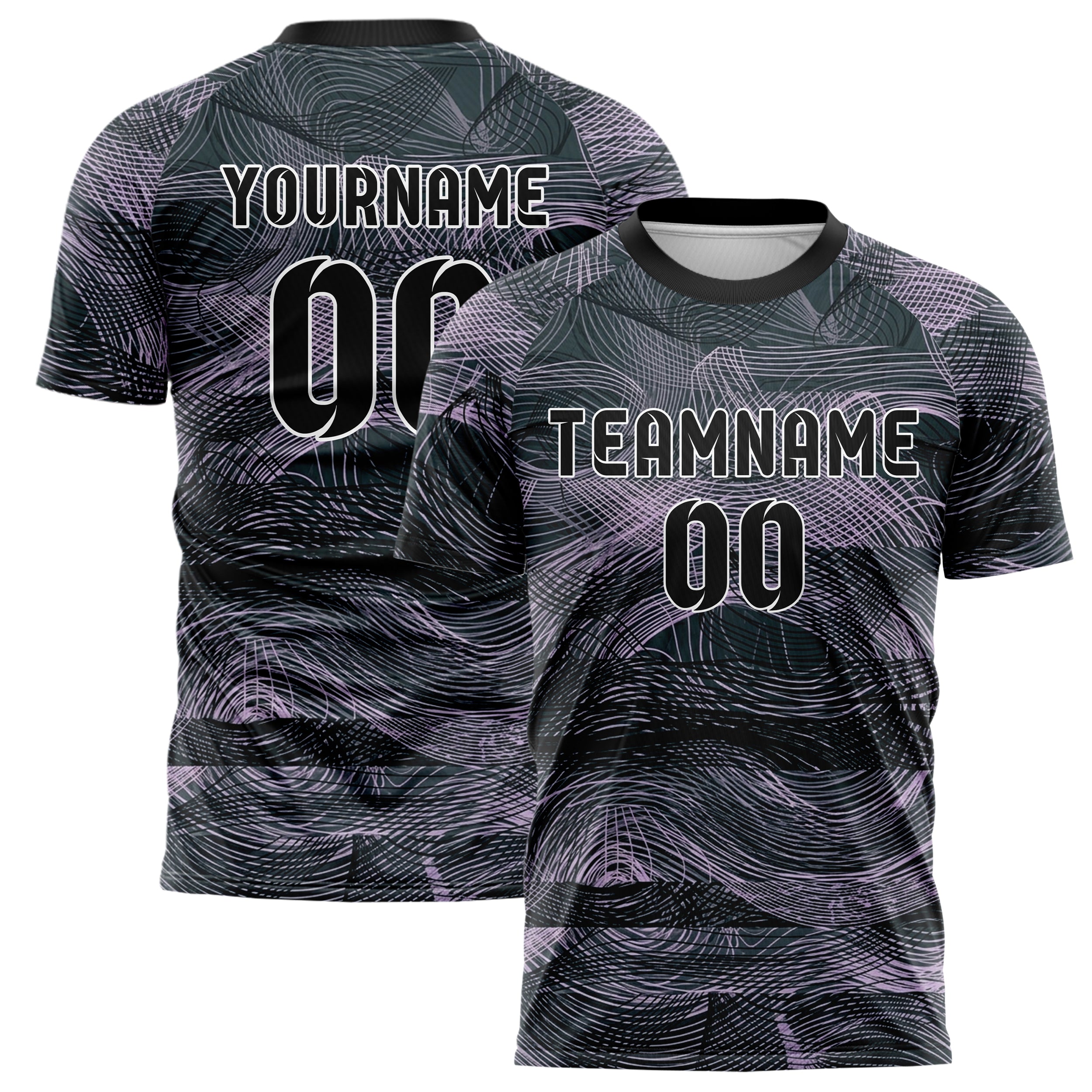 Emerald Lilac Black Gallery Line Sculpture Custom Soccer Jersey