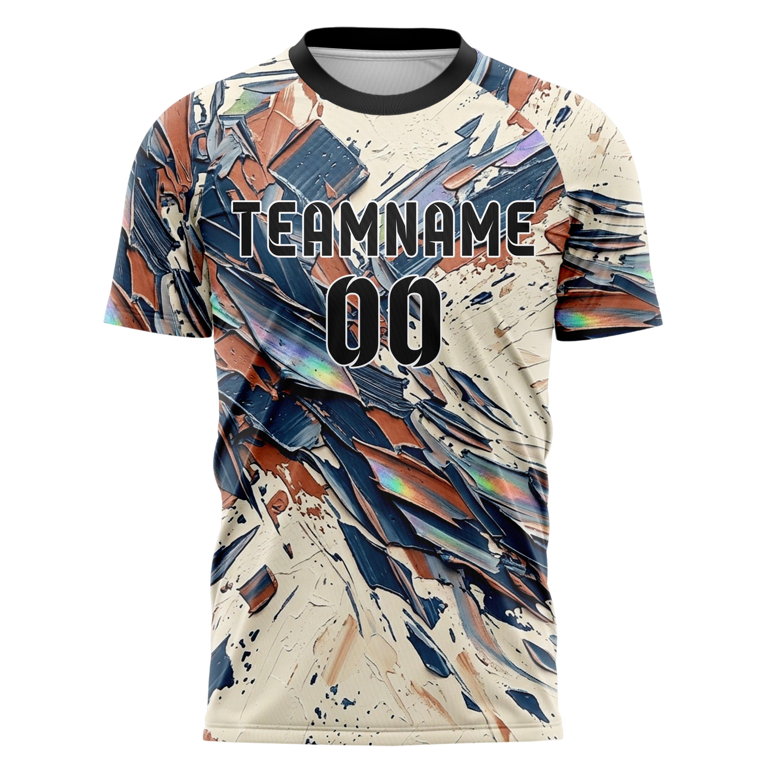 Cream Ink Blue Terracotta Oil Impasto Shards Custom Soccer Jersey