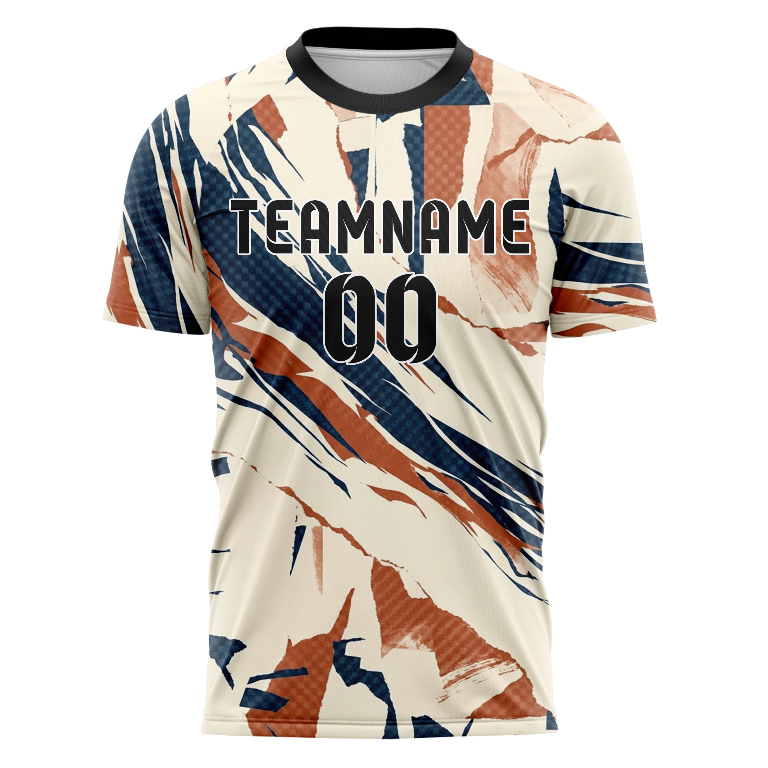 Cream Ink Blue Terracotta Collage Paper Rupture Custom Soccer Jersey