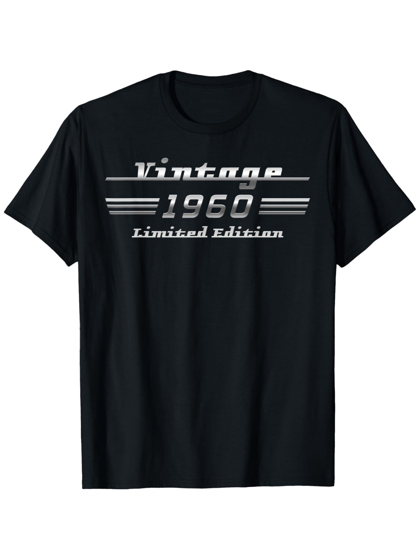 Tailorly Men's Printed Tee - Vintage 1950 Limited Edition With Horizontal Stripes Bold Typography Highlight