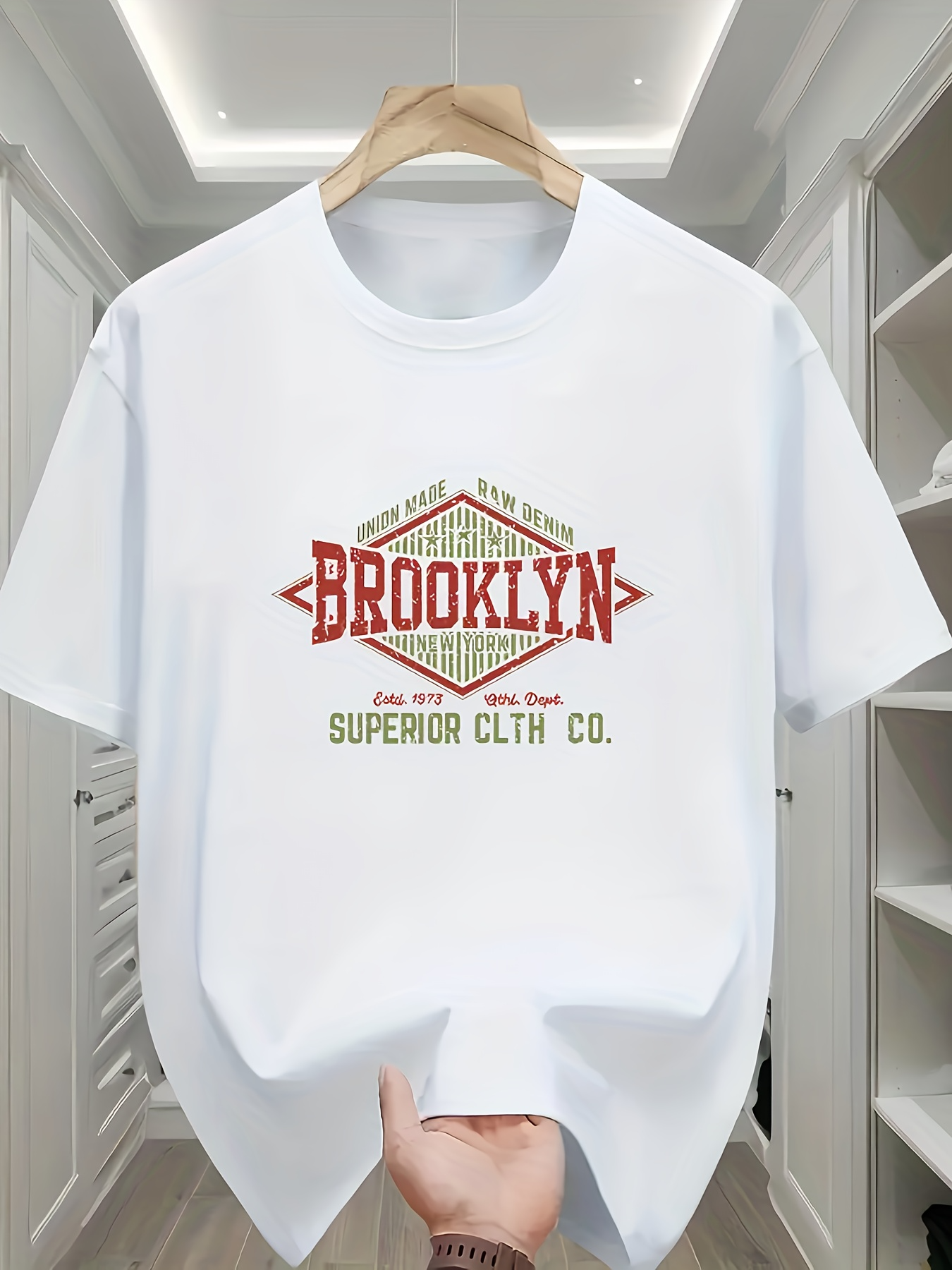 Tailorly Men's Printed Tee - Brooklyn Urban Vintage Diamond Outline With Decorative Retro Letters