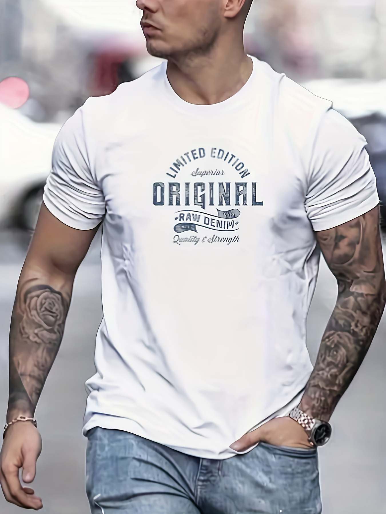 Tailorly Men's Printed Tee - Limited Edition Typography With Vintage Lettering On White Cotton Original