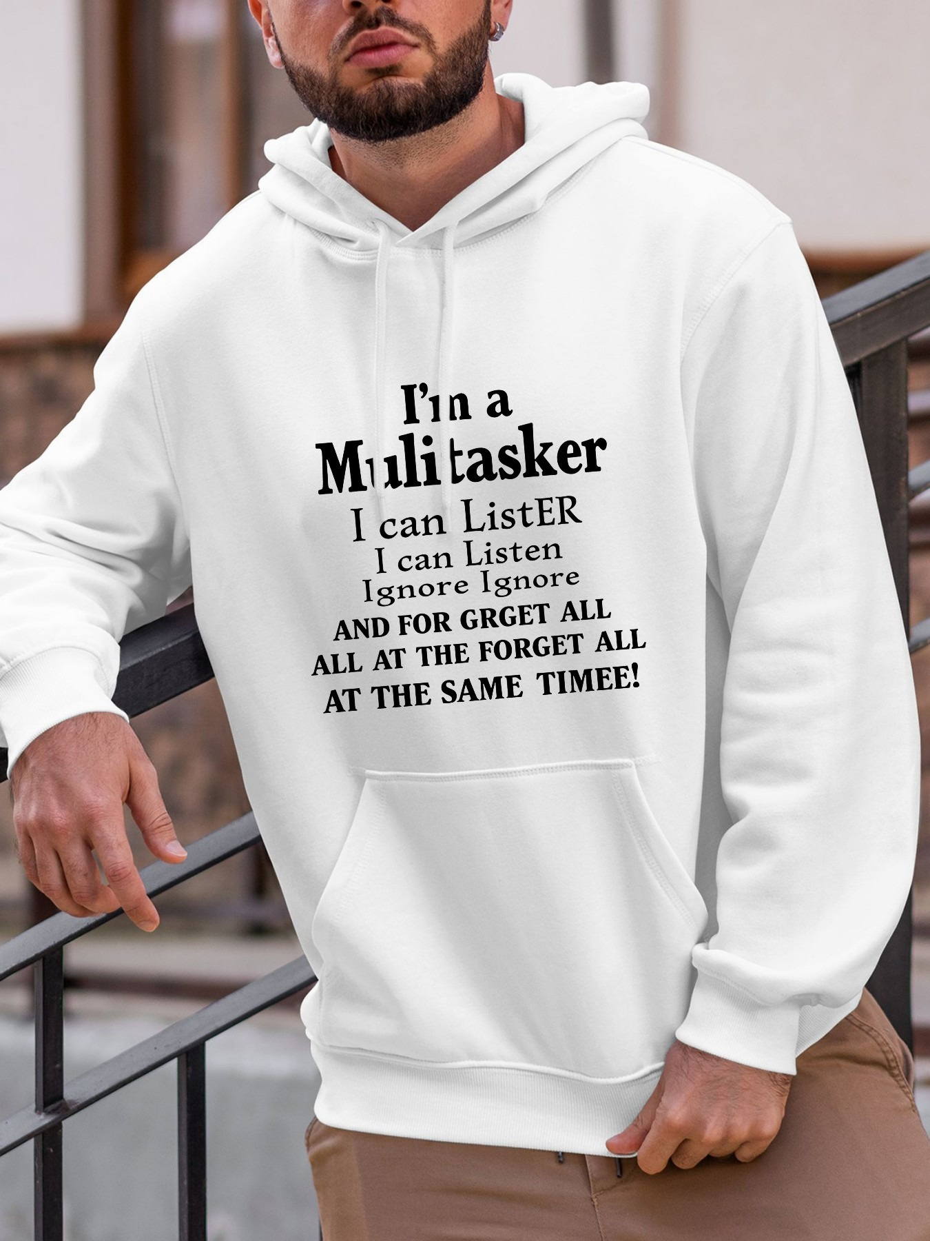 Tailorly Men's Printed Hoodie - Im A Multitasker Listening Forget All At The Same Time Hoodie