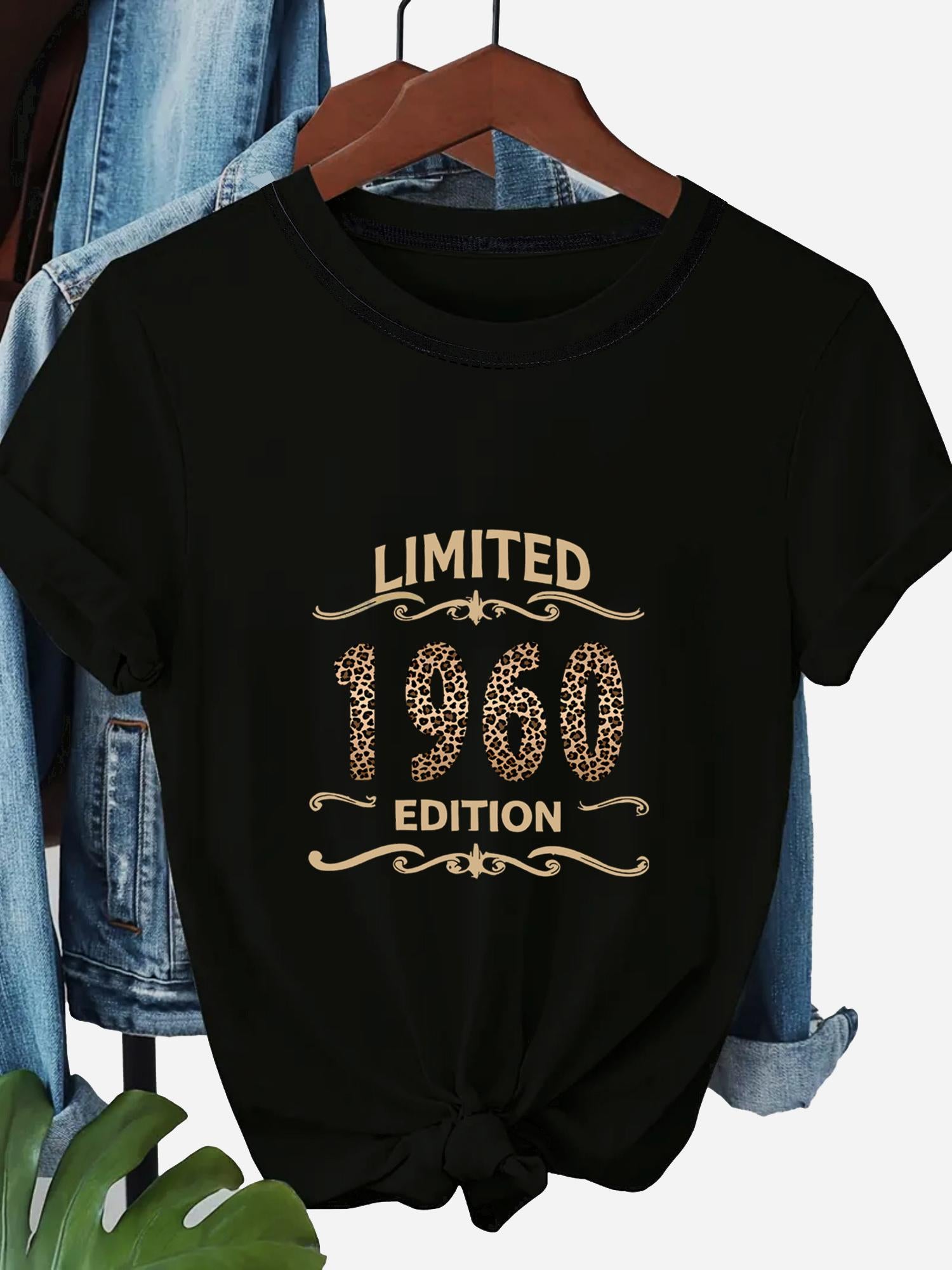 Tailorly Women's Printed Tee - Limited Edition With Golden Vintage Lettering Surrounded By Decorative Swirl Elements Number