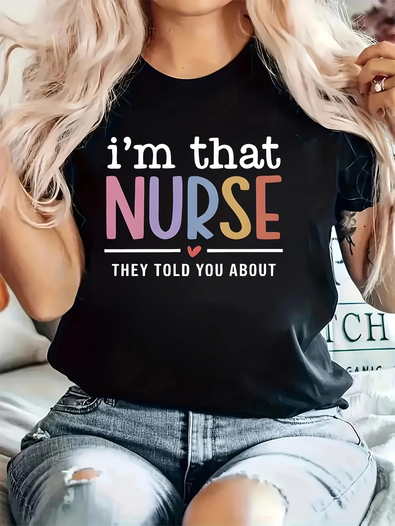 Tailorly Women's Printed Tee - Colorful Bold Lettering With Modern Playful Typeface Nurse