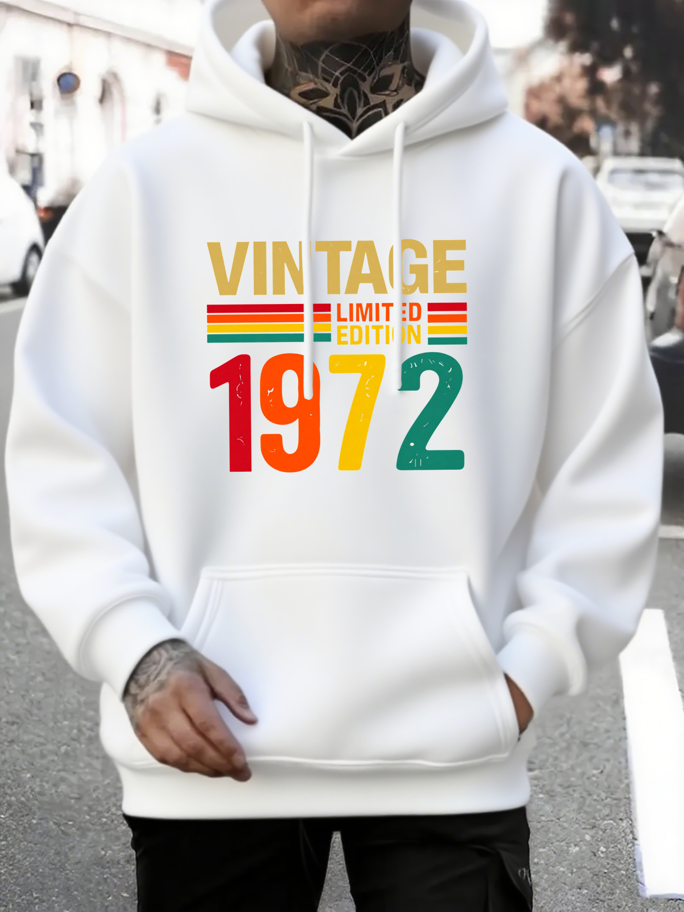 Tailorly Men's Printed Hoodie - Vintage Limited Edition With Colorful Retro Numbers Hoodie