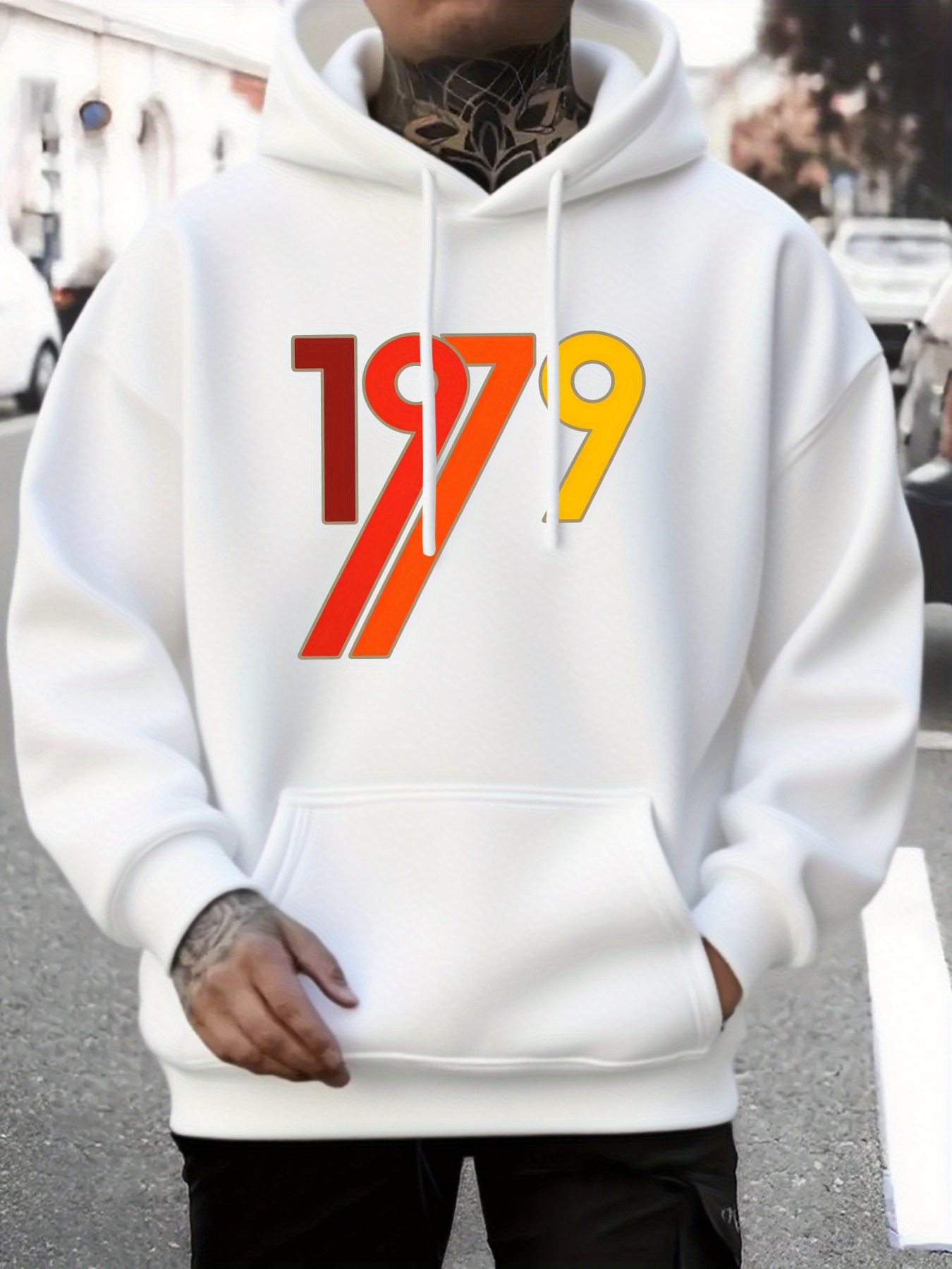Tailorly Men's Printed Hoodie - Colorful Retro Numbers With Vintage Year Motif Hoodie