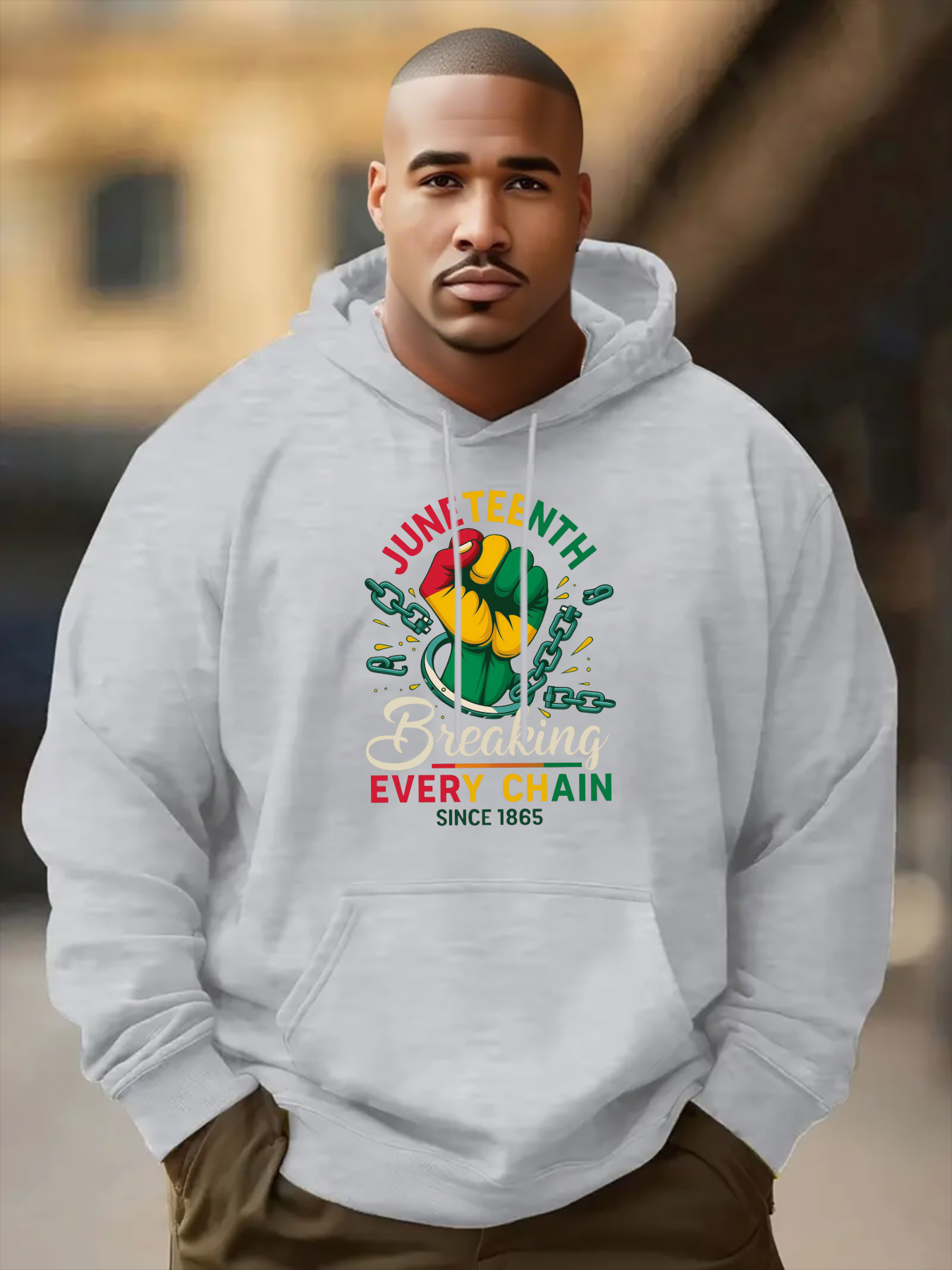 Tailorly Men's Printed Hoodie - Juneteenth Freedom Celebration With Raised Fist And Colorful Patterns
