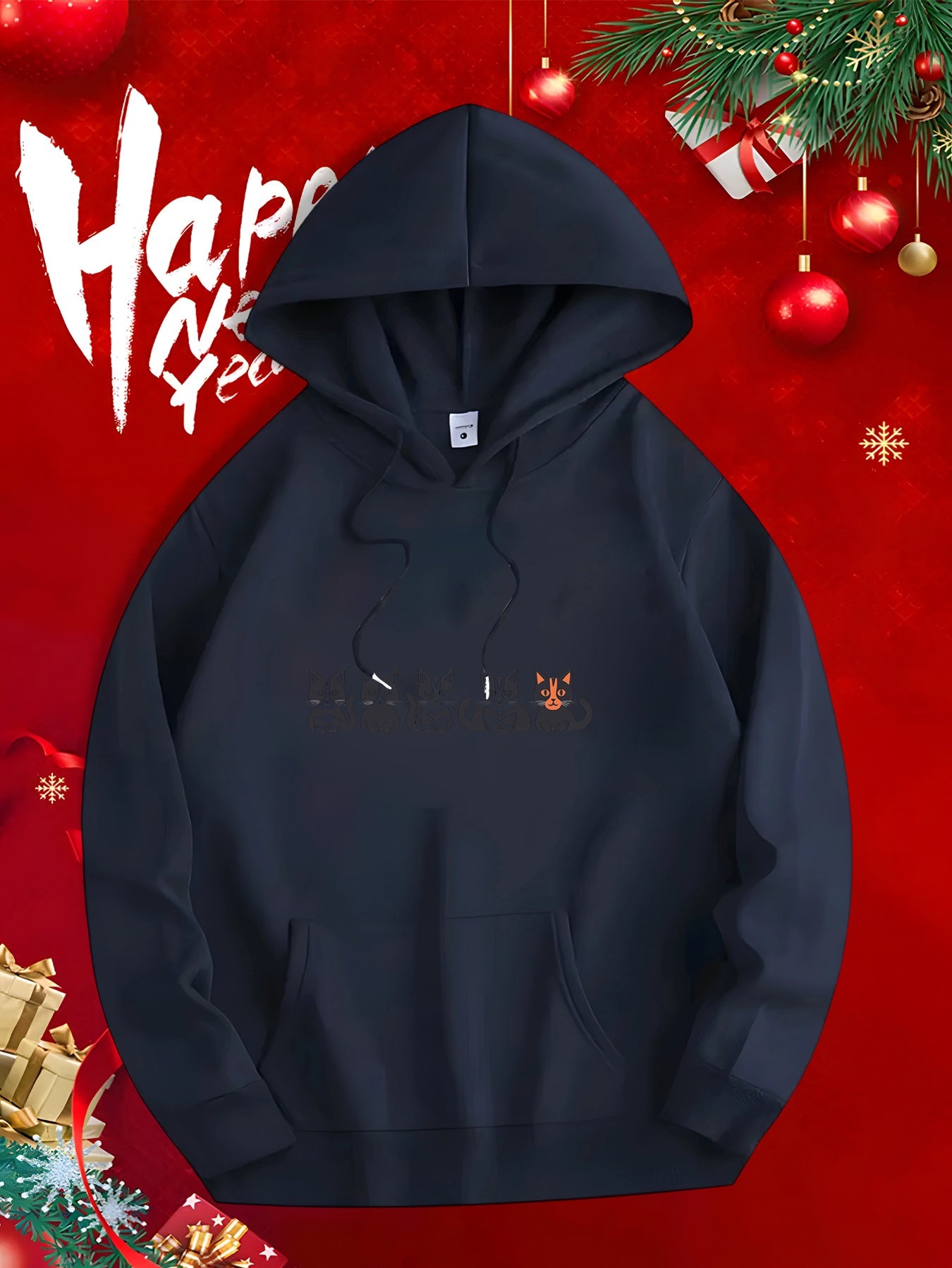 Tailorly Men's Printed Hoodie - Whimsical Minimalist Antler Details On Winter Hoodie Deer