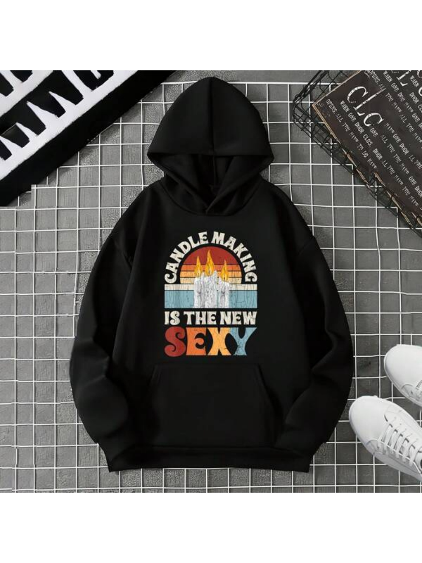 Tailorly Men's Printed Hoodie - Candle Making Is The New Sexy Vintage Glow Candle Under Sunset Sky