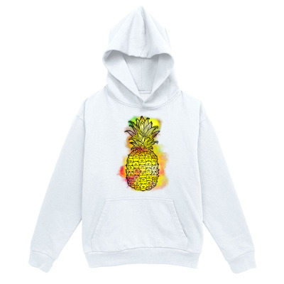 Tailorly Men's Printed Hoodie - Watercolor Splashes With Bold Yellow And Green Tropical Pineapple