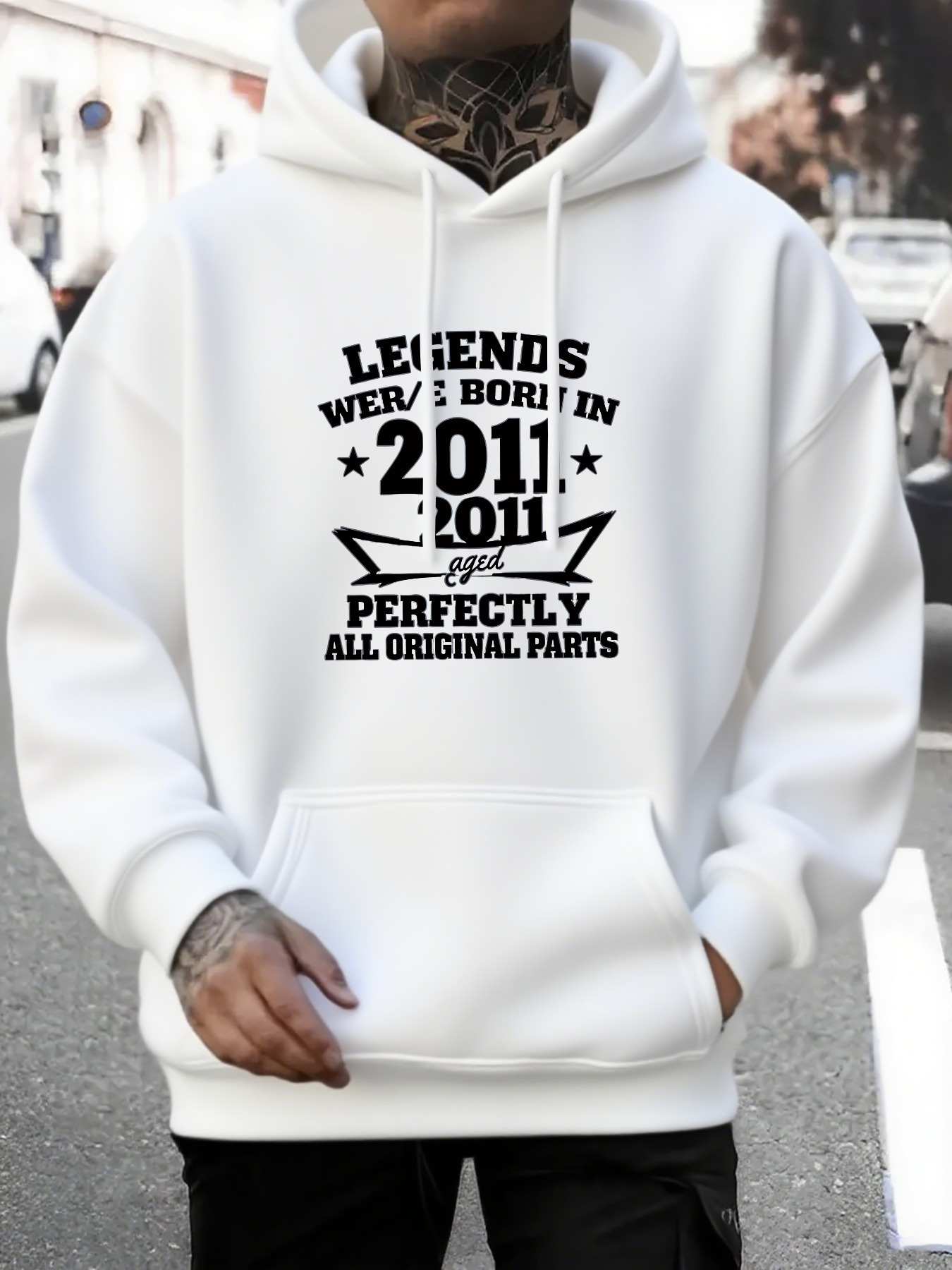Tailorly Men's Printed Hoodie - Legends Were Born In 2011 Perfectly All Original Parts Hoodie