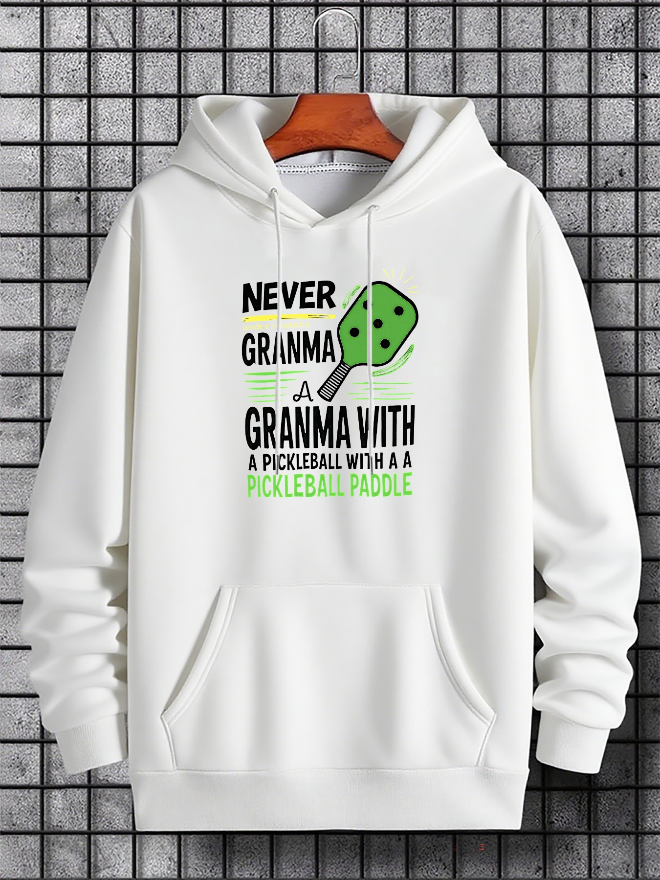 Tailorly Men's Printed Hoodie - Never Mess With Gramma Featuring Green Dice And Pickleball Paddle