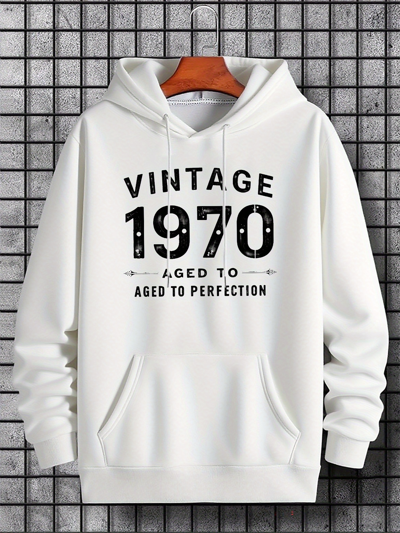 Tailorly Men's Printed Hoodie - Vintage 1970 Aged To Perfection Classic White Hoodie