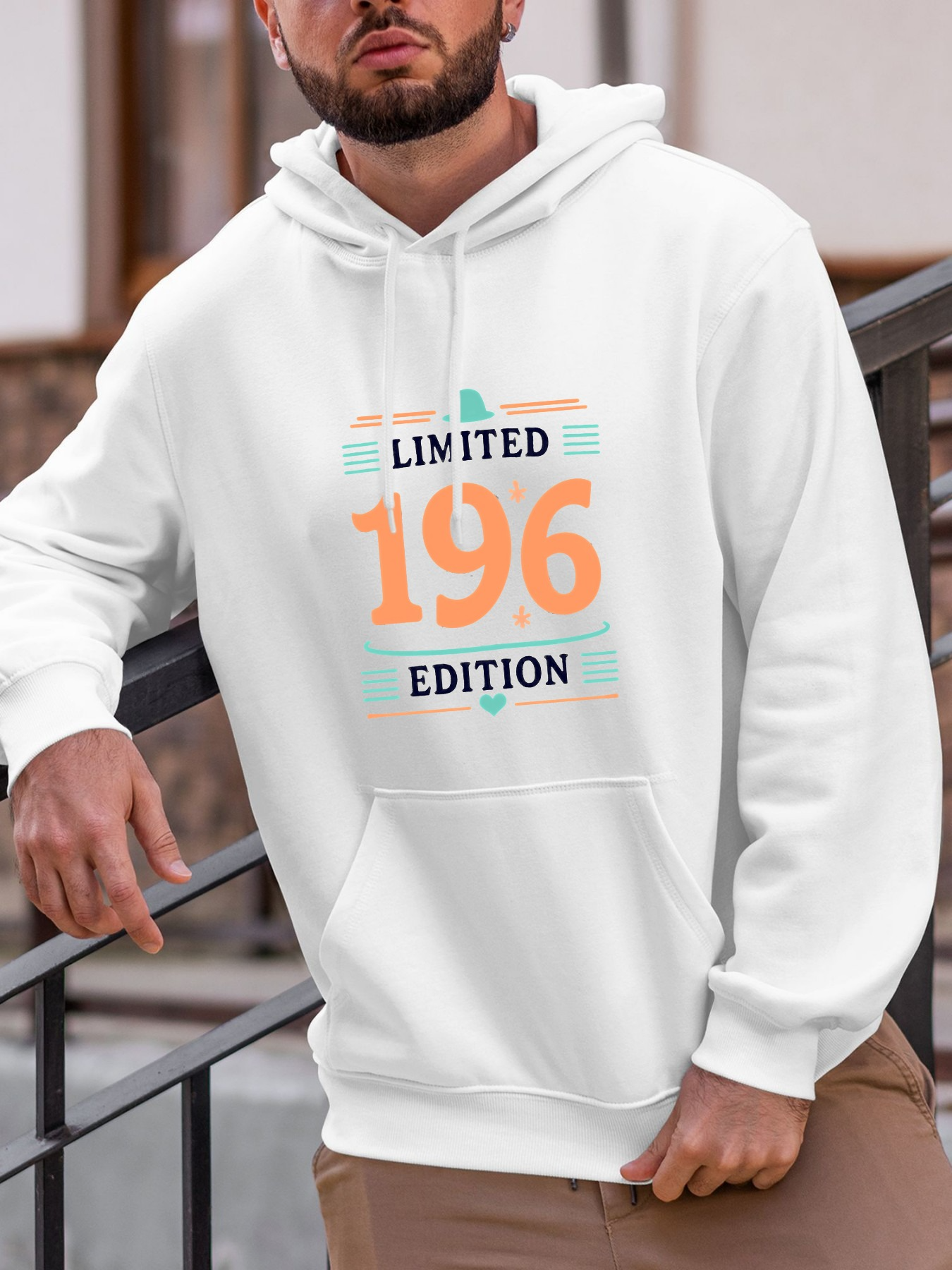 Tailorly Men's Printed Hoodie - Limited Edition Vintage Typography With Colorful Accents And Bold Number Hoodie