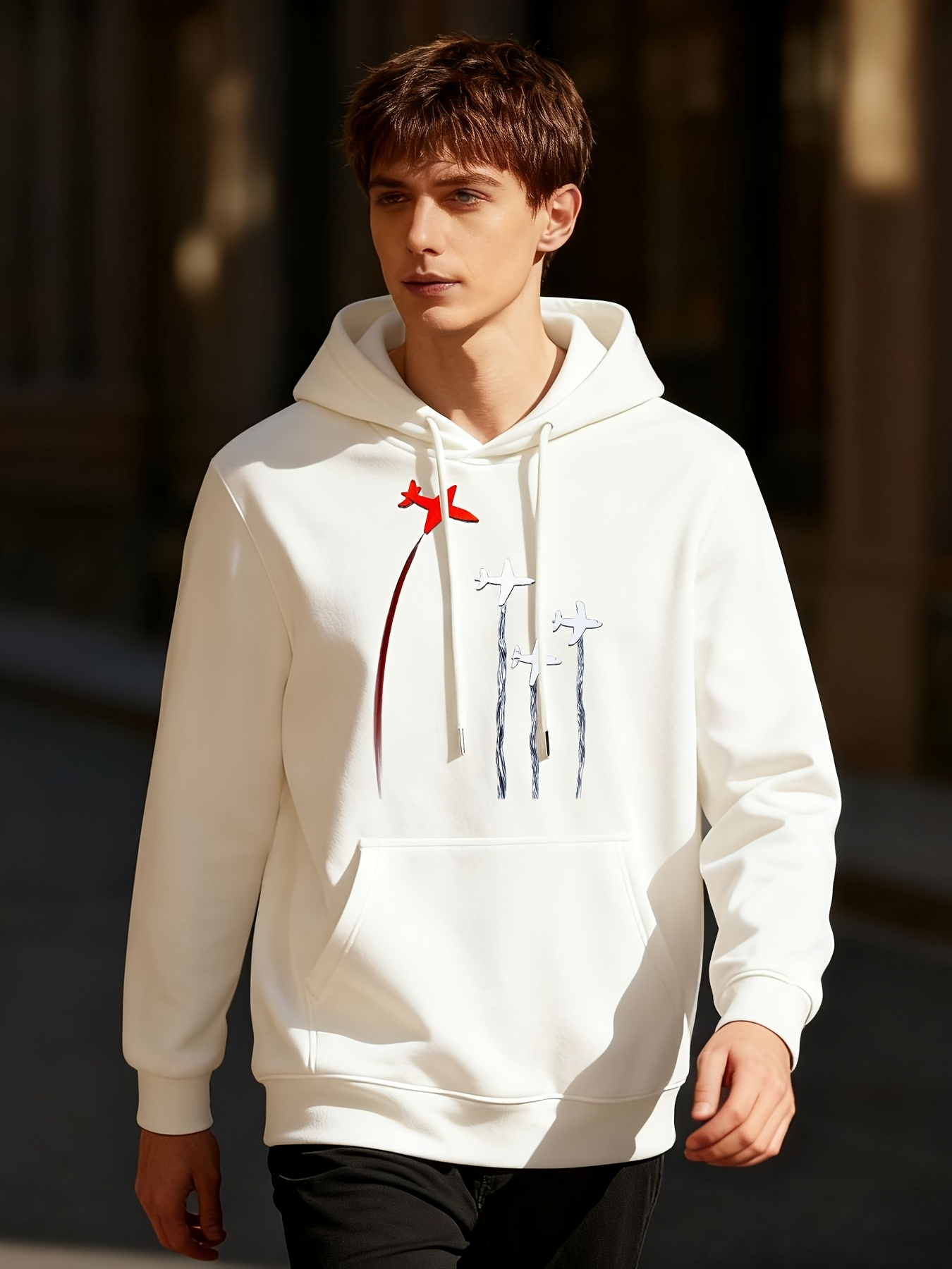 Tailorly Men's Printed Hoodie - Minimal Artistic Ribbon Lines With Delicate Abstract Strokes Hoodie