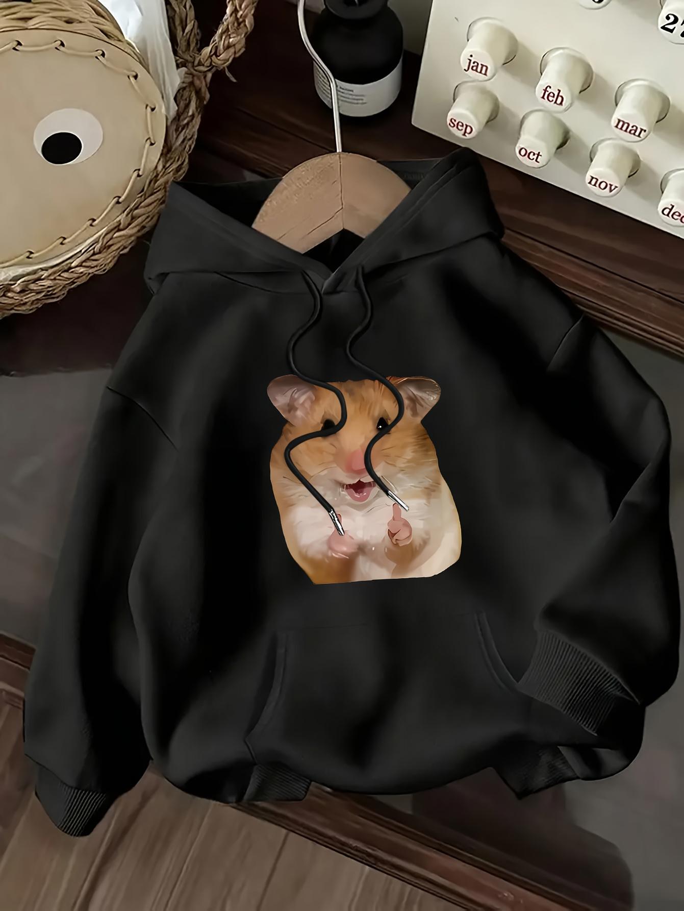 Tailorly Women's Printed Hoodie - Cozy Soft Hoodie With Playful Cute Fluffy Brown Sleeping Hamster