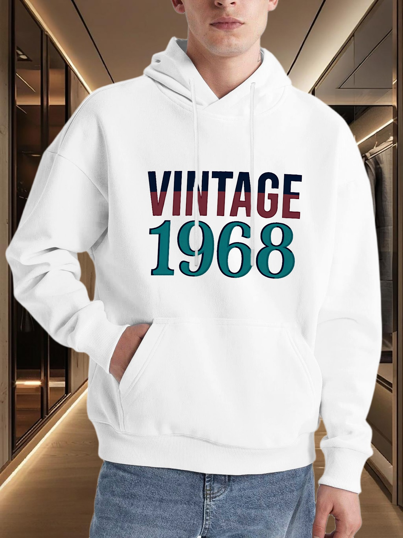 Tailorly Men's Printed Hoodie - Vintage Typography Bold Retro Year Hoodie