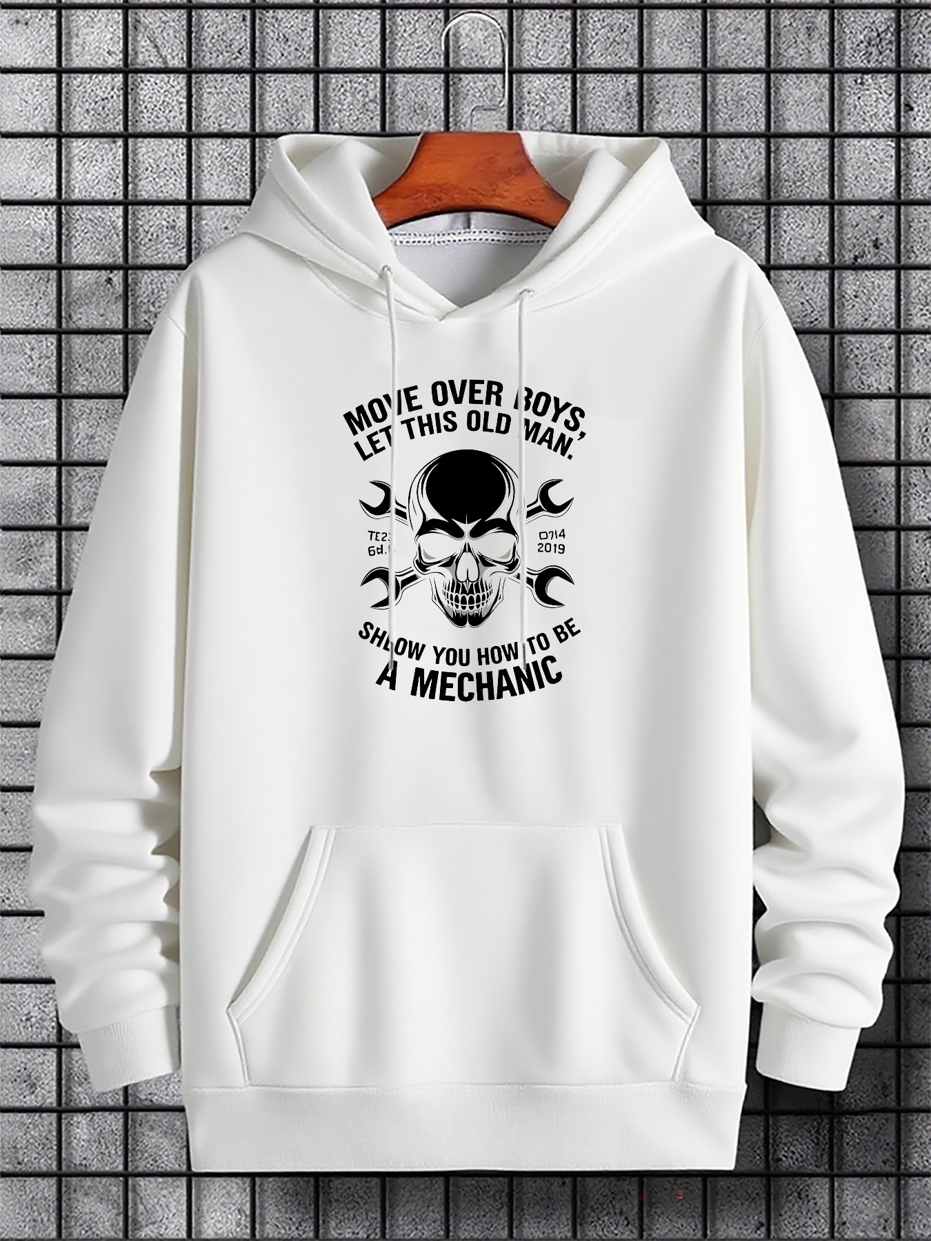 Tailorly Men's Printed Hoodie - Move Over Boys Old Man Showing You How To Be A Mechanic Skull