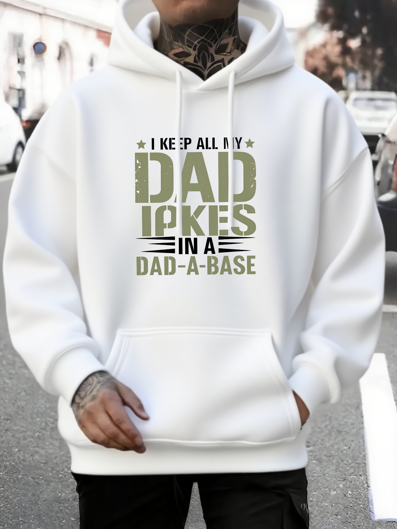 Tailorly Men's Printed Hoodie - I Keep All My Funny Clever Dad Jokes In A Creative Database Dad