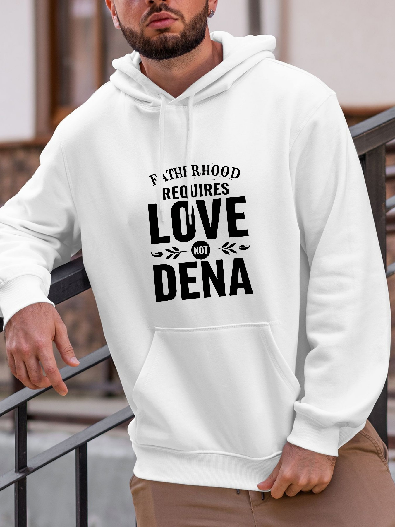 Tailorly Men's Printed Hoodie - Fatherhood Requires Love Not Dna Bold Statement Hoodie