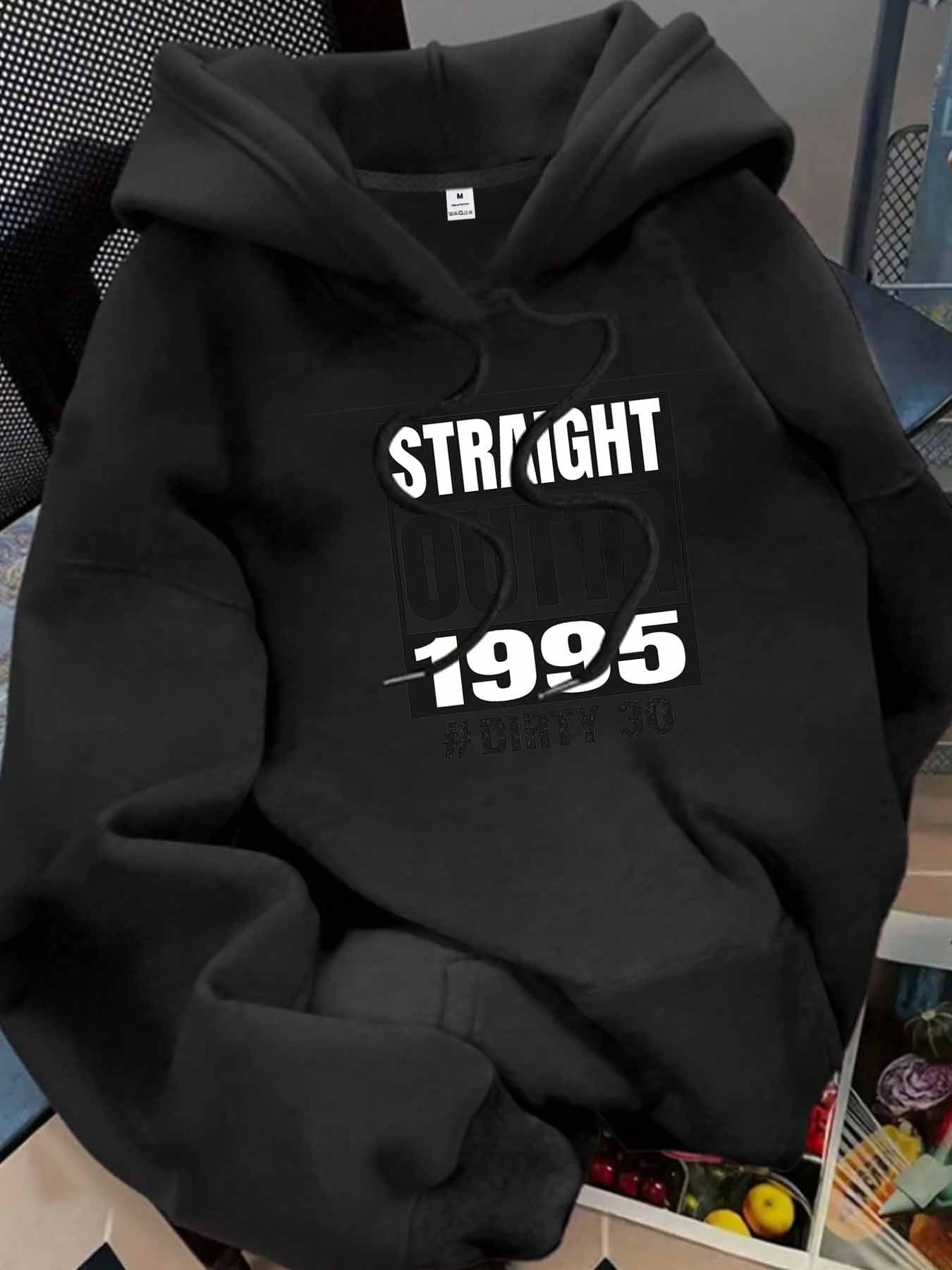 Tailorly Women's Printed Hoodie - Straight Bold Year Numbers With Minimal Monochrome Hooded Sweatshirt