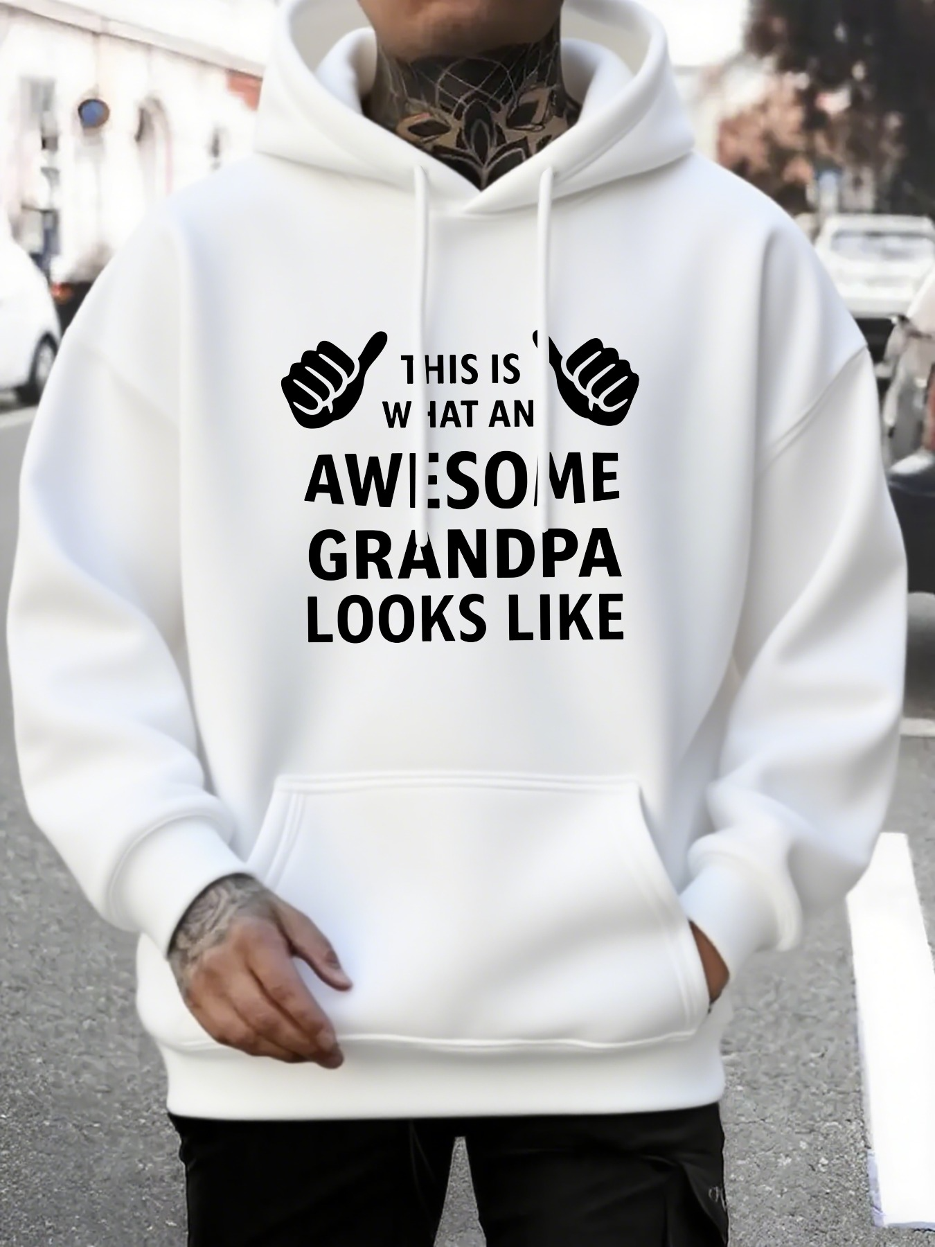 Tailorly Men's Printed Hoodie - This Is What An Awesome Grandpa Looks Like With Graphic Hands Hoodie