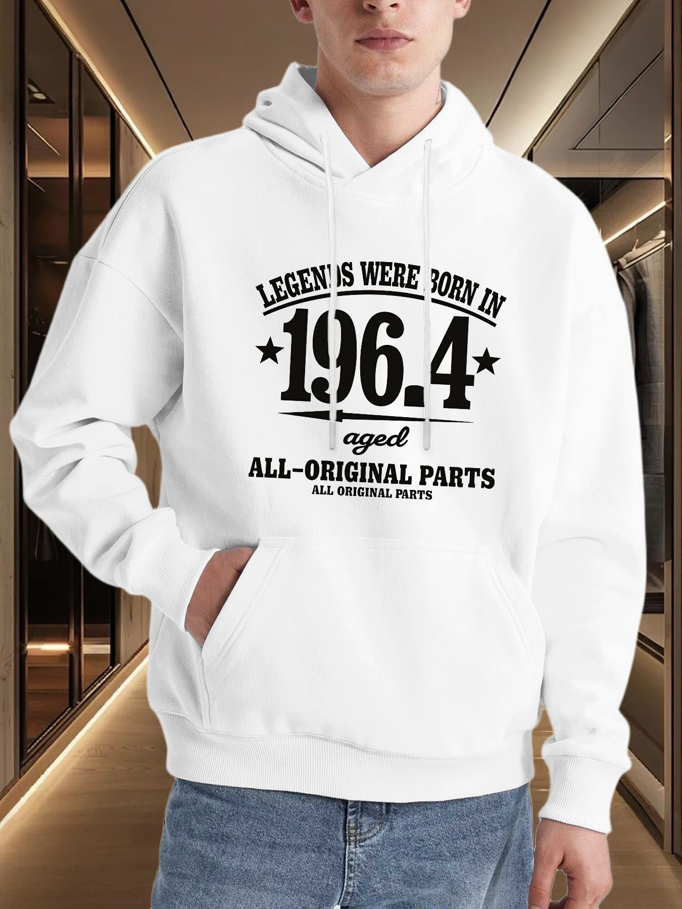 Tailorly Men's Printed Hoodie - Legends Were Born In 1964 Aged All Original Parts Hoodie