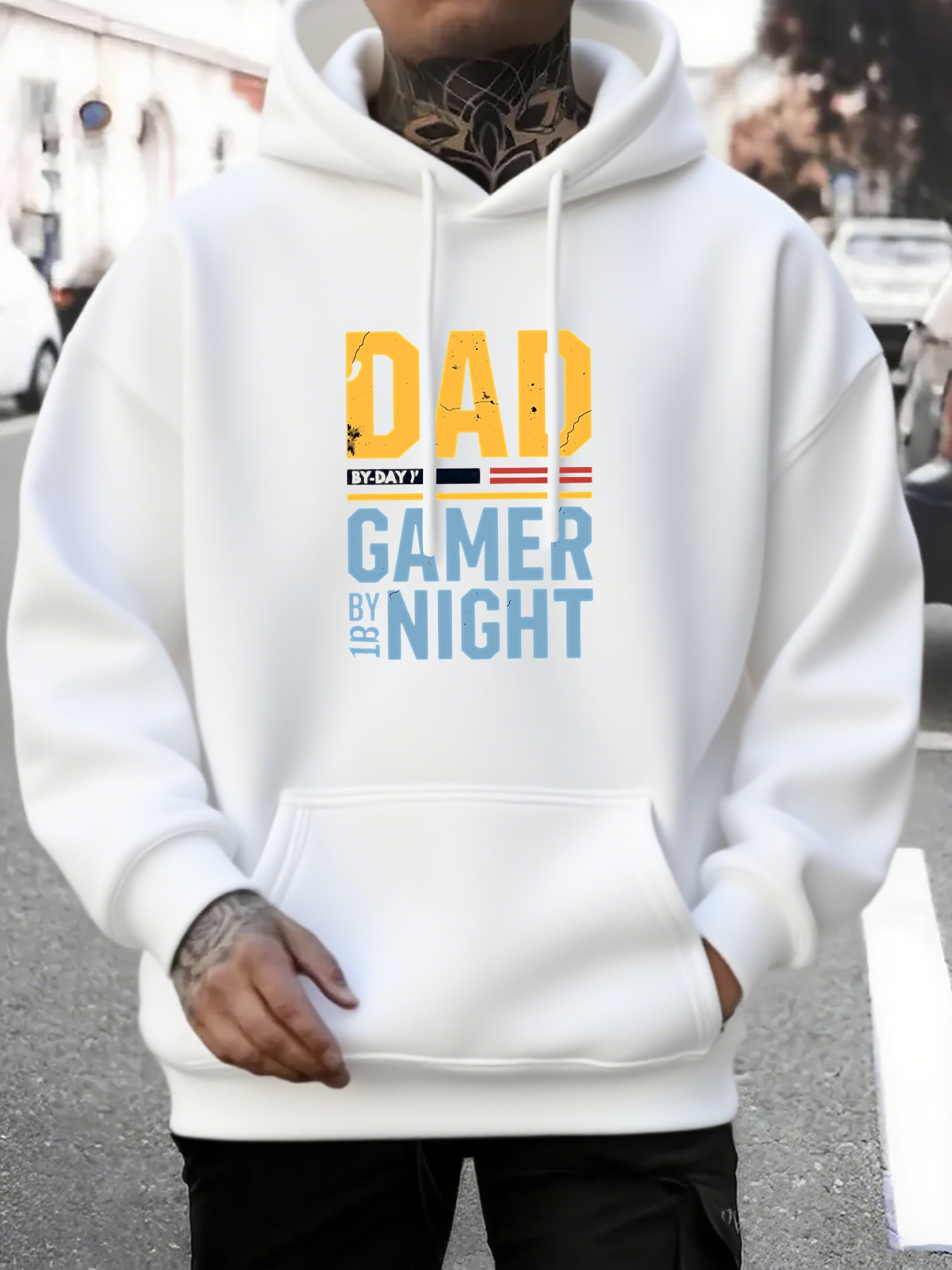 Tailorly Men's Printed Hoodie - Dad By Day Gamer By Night Urban City Street Hoodie