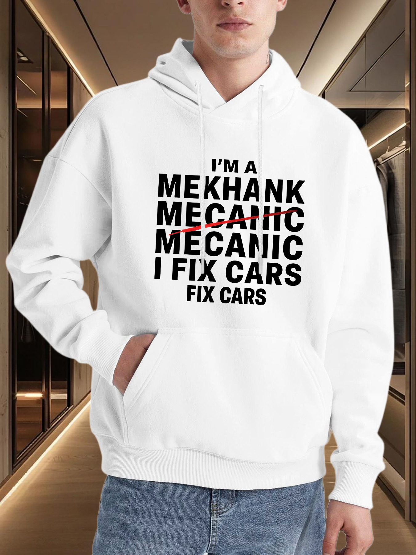Tailorly Men's Printed Hoodie - Im A Mehank Fix Cars Mechanic Theme Text Hoodie