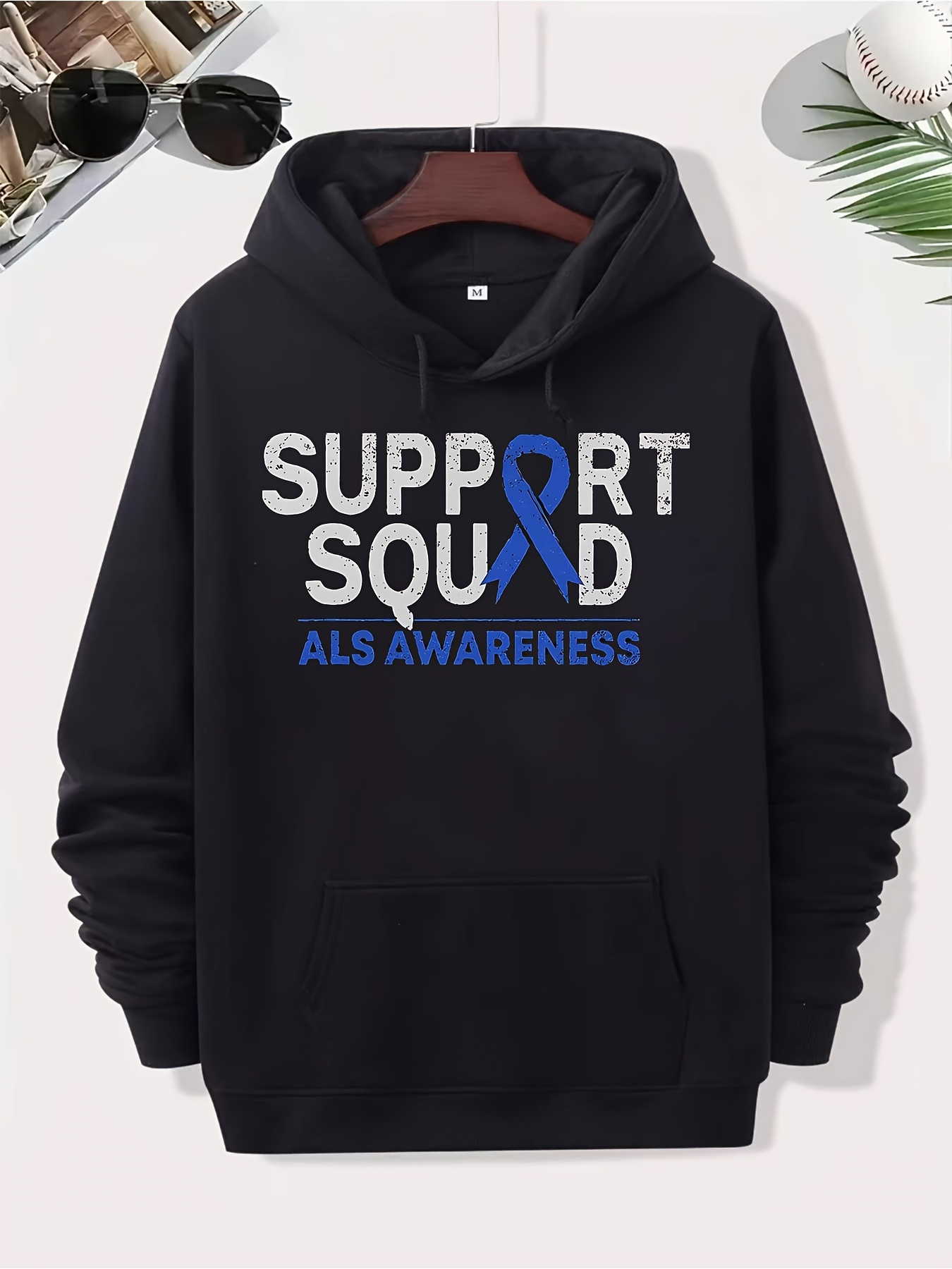 Tailorly Men's Printed Hoodie - Support Squad Blue Ribbon For Als Awareness Hoodie