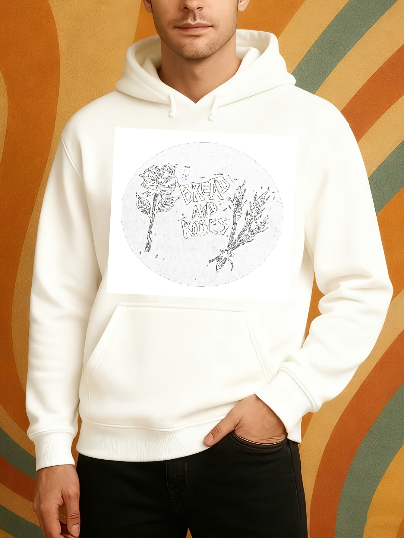 Tailorly Men's Printed Hoodie - Gentle Forest Scenery With Bare Trees And Delicate Walking Deer