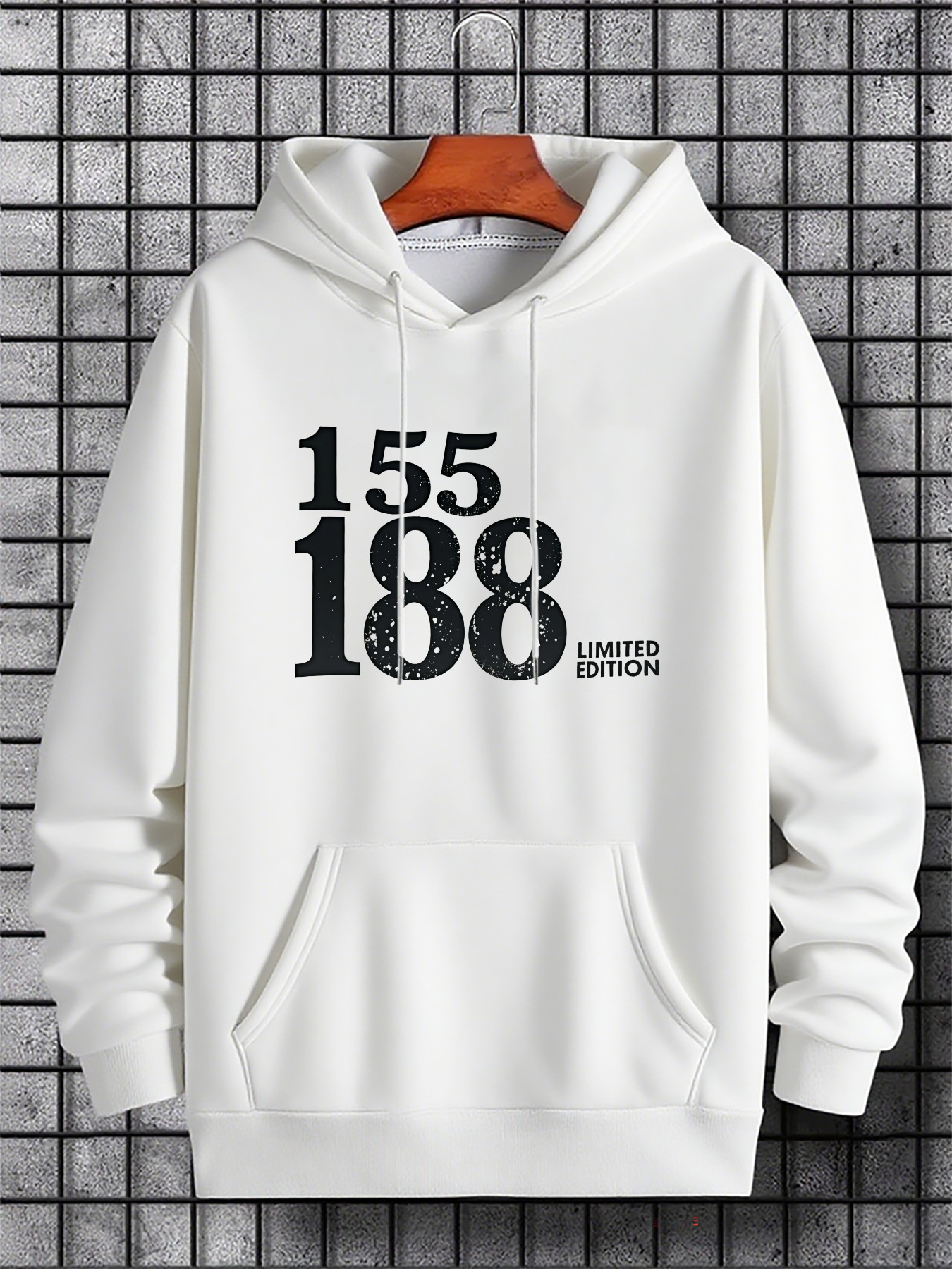 Tailorly Men's Printed Hoodie - Limited Edition Bold Text With Grunge Distressed Numbers Hoodie