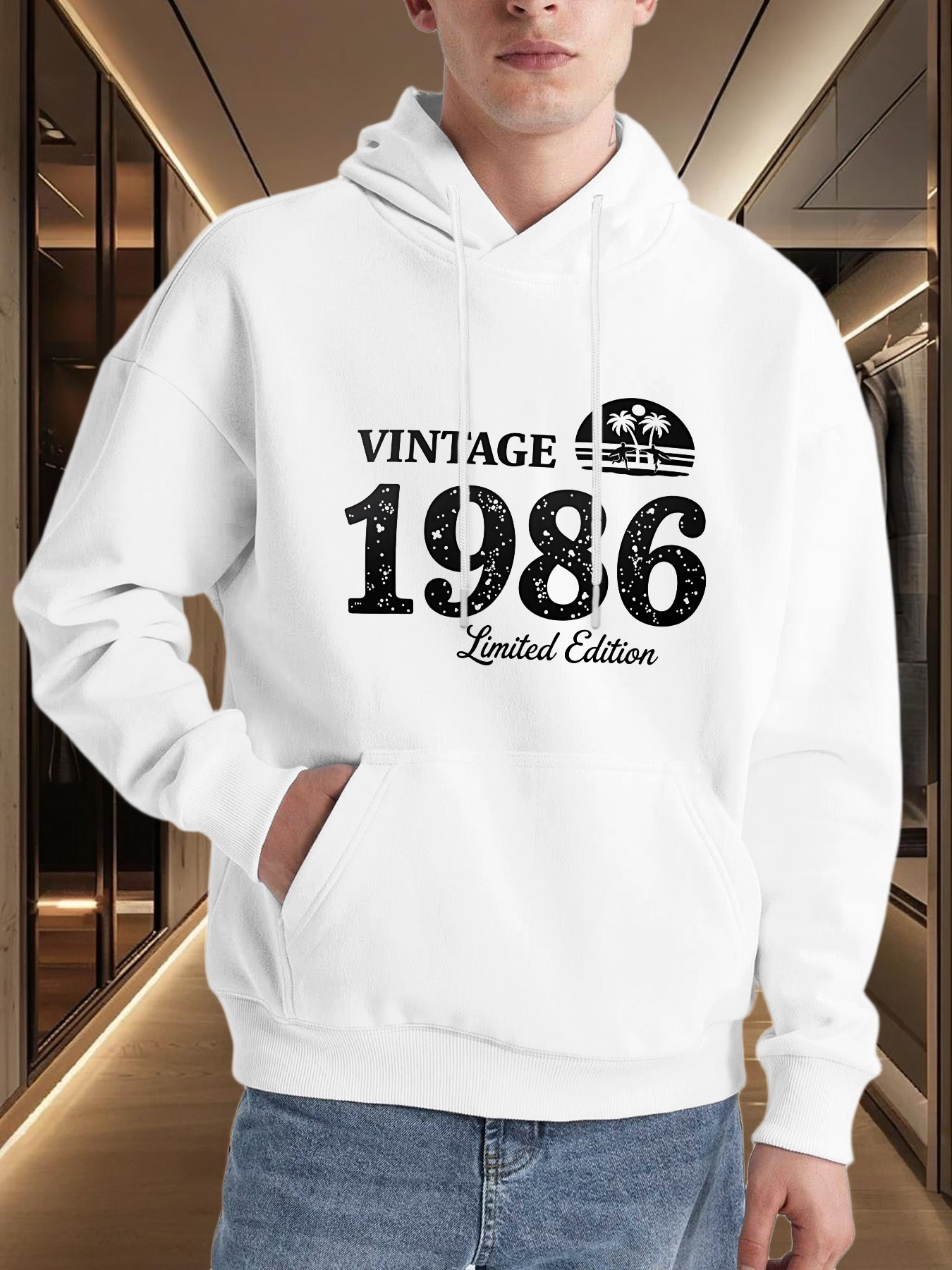 Tailorly Men's Printed Hoodie - Vintage 1986 Classic Style Limited Edition Print Hoodie