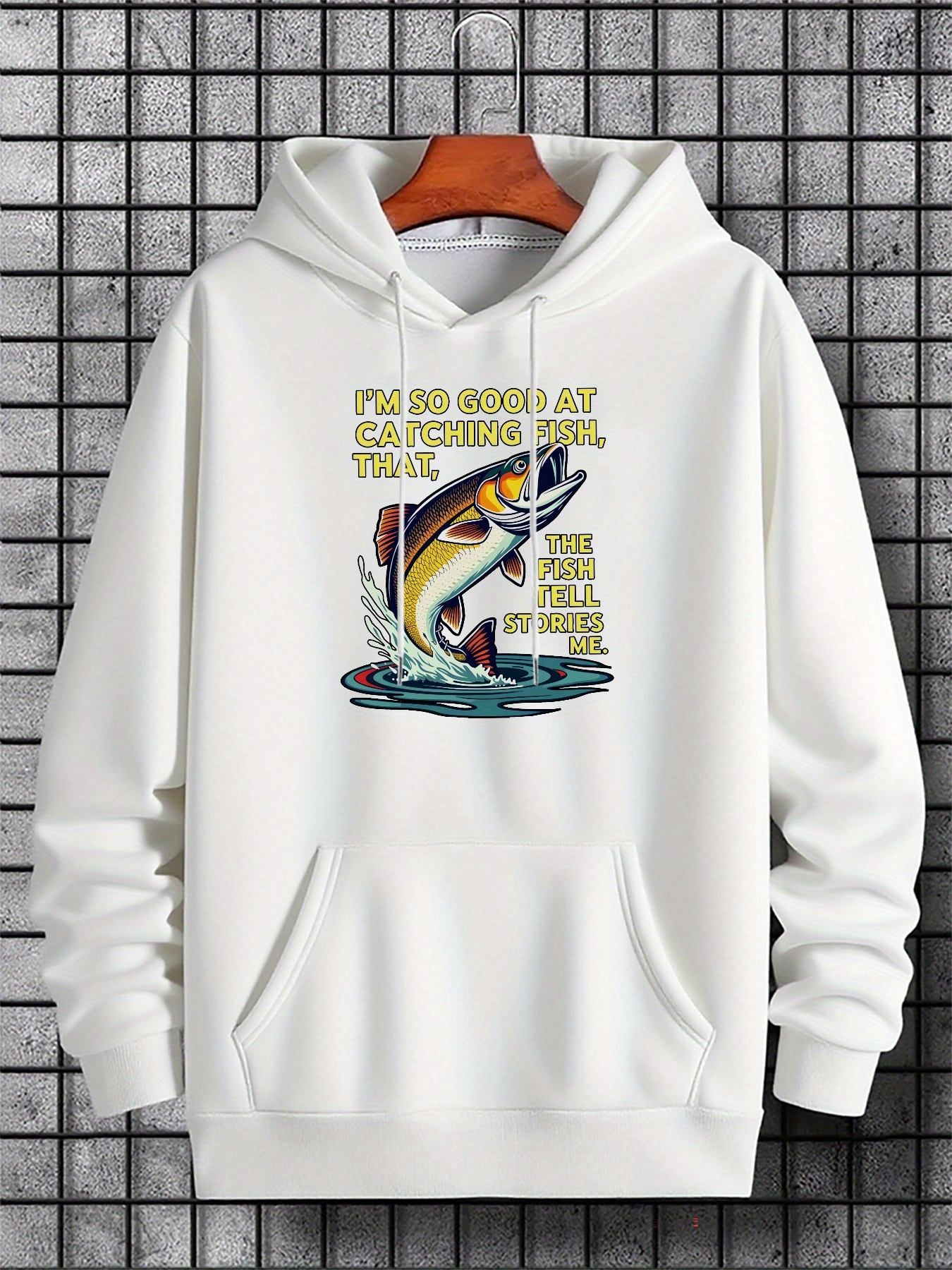 Tailorly Men's Printed Hoodie - So Good At Catching Fish Splashing Water With Lively Jumping Trout