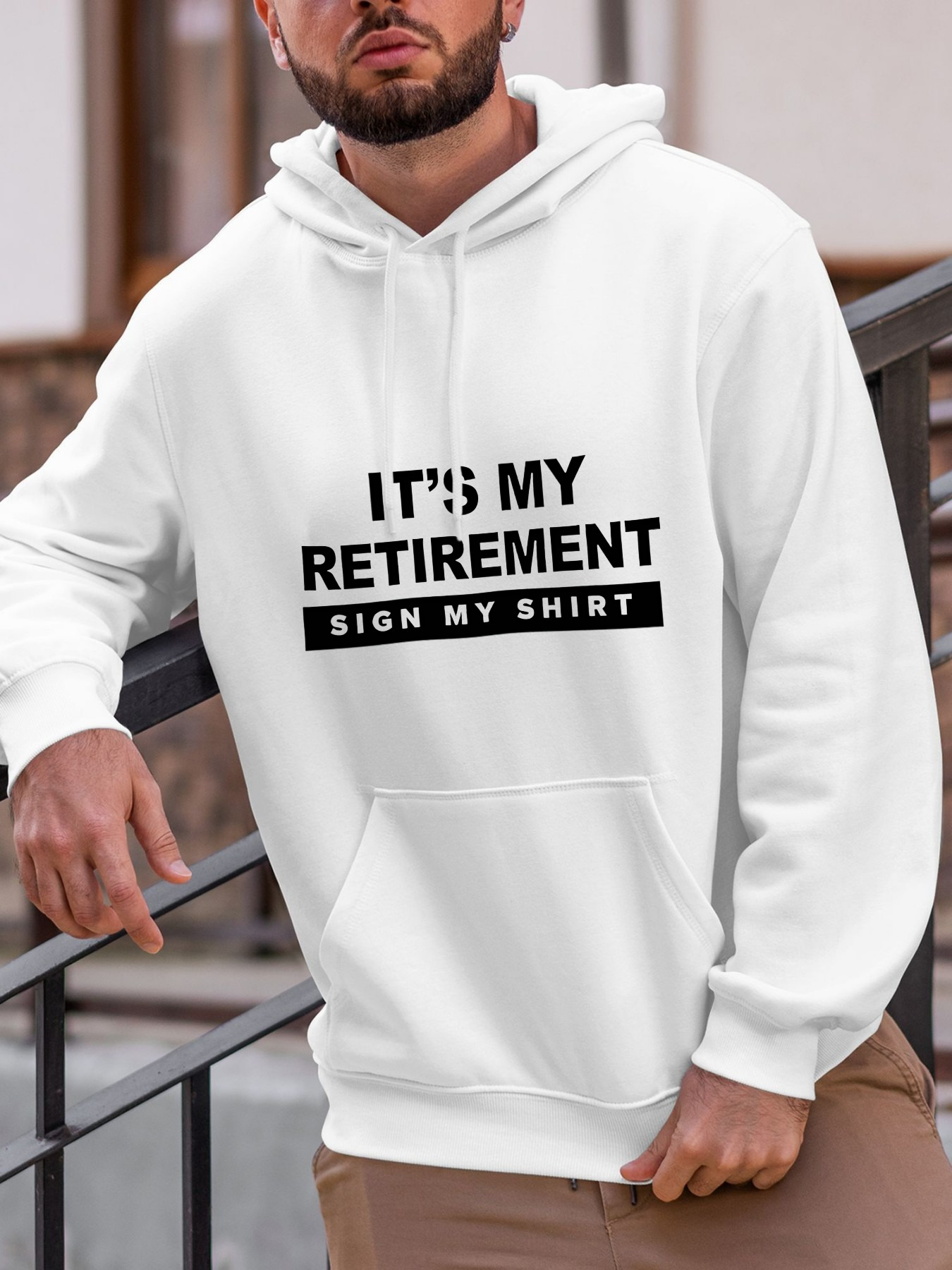 Tailorly Men's Printed Hoodie - Its My Retirement Casual Bold Statement With Black Graphic Shirt