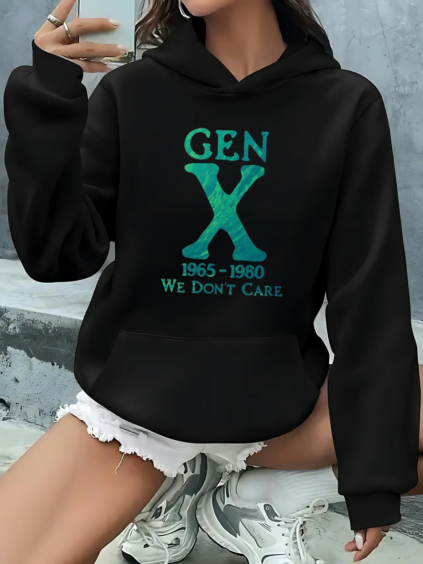 Tailorly Women's Printed Hoodie - Gen X Bold Teal Lettering With Attitude On Minimalist Hoodie