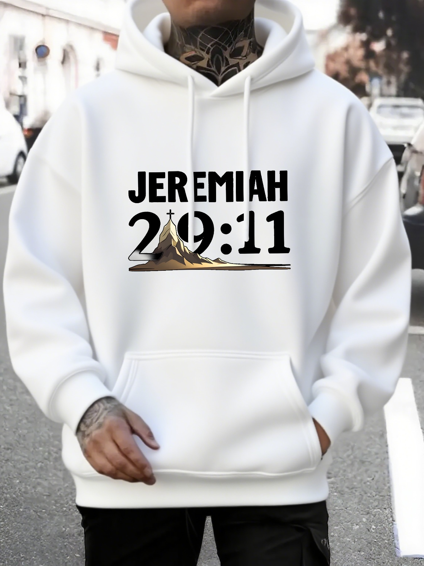 Tailorly Men's Printed Hoodie - Jeremiah Twenty Eleven With Stylized Numbers And Golden Accents Scripture