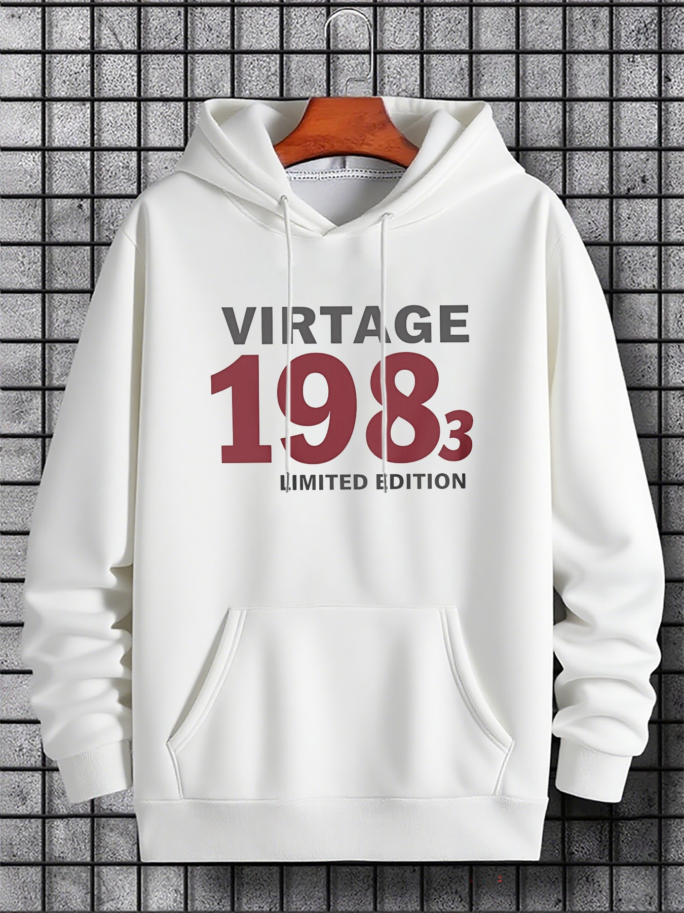 Tailorly Men's Printed Hoodie - Virtage Limited Edition Red Number Accented Hoodie