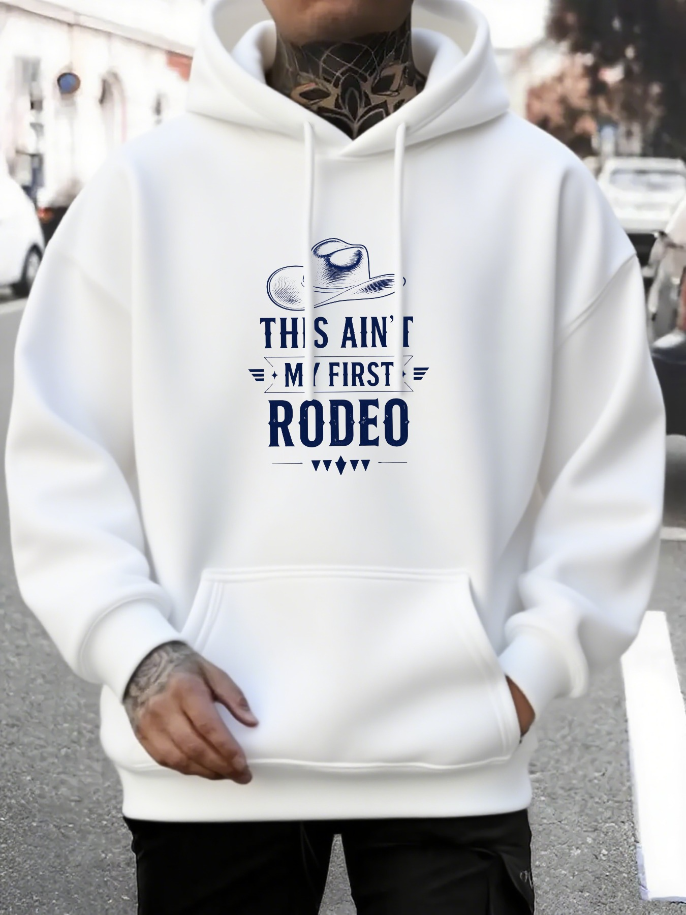 Tailorly Men's Printed Hoodie - This Aint My First Rodeo With Simple Hat Graphic Design Rodeo