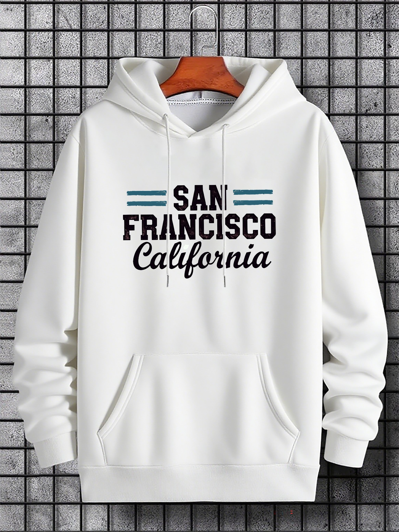 Tailorly Men's Printed Hoodie - San Francisco California Urban Lines Among Minimalist Modern Hooded Sweatshirt