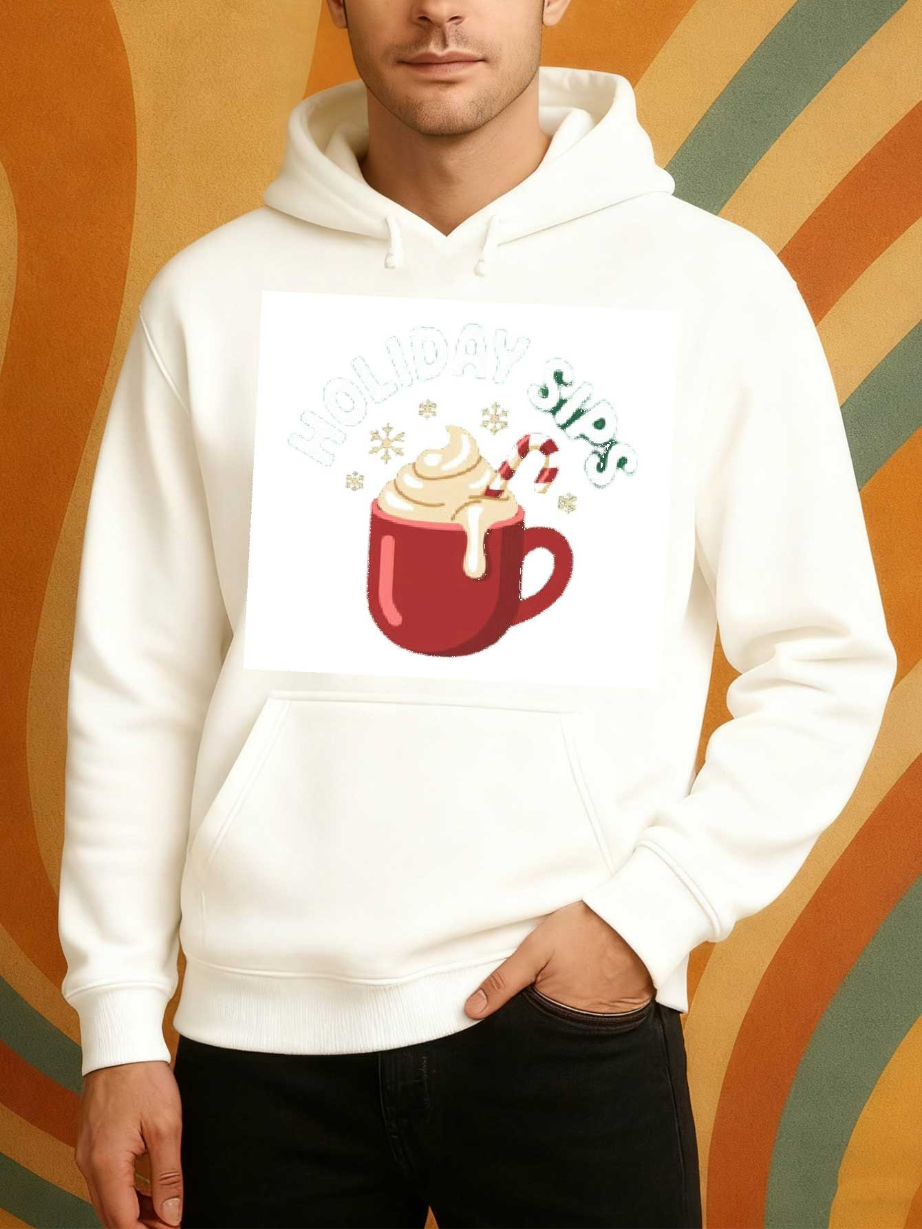 Tailorly Men's Printed Hoodie - Steaming Cinnamon Delight With Marshmallows And Whipped Cream Mug