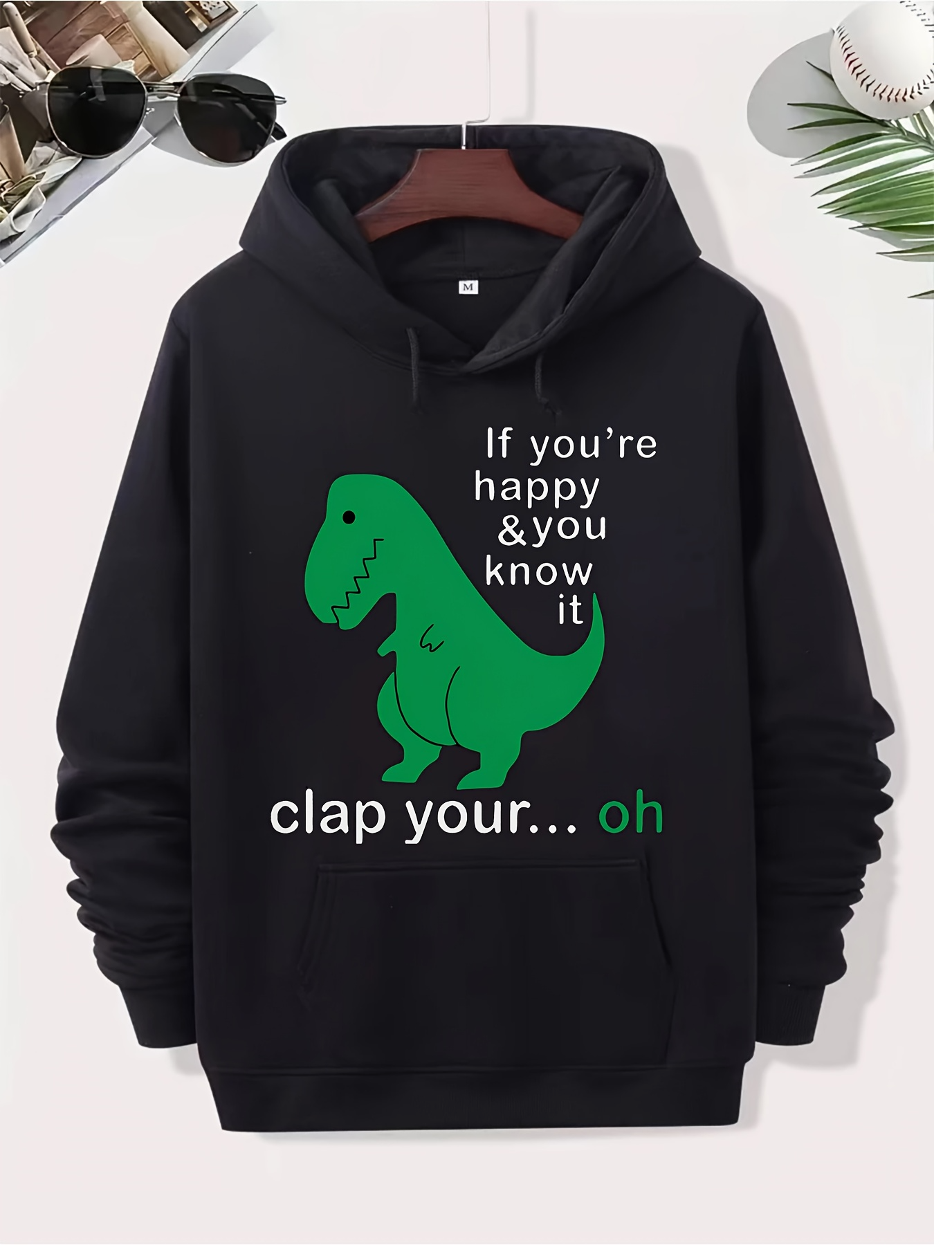 Tailorly Men's Printed Hoodie - If Youre Happy And You Know It Clap Your Oh Dinosaur