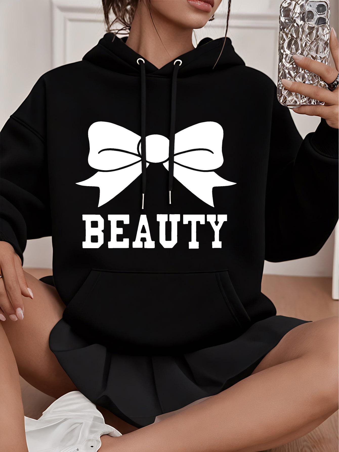 Tailorly Women's Printed Hoodie - Beauty With Elegant Ribbon Bow Under Soft Light Hoodie
