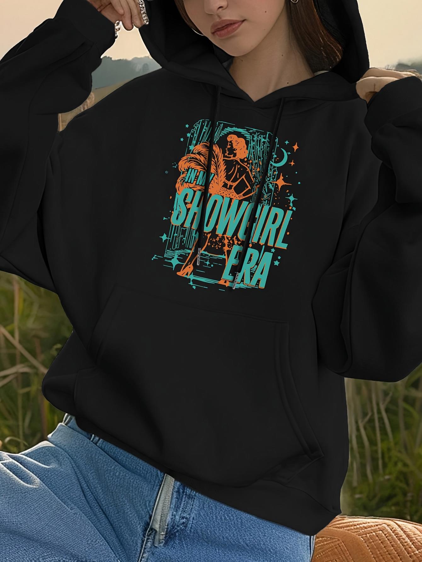 Tailorly Women's Printed Hoodie - Retro Neon Colors With Abstract Shapes And Text Cowgirl Era