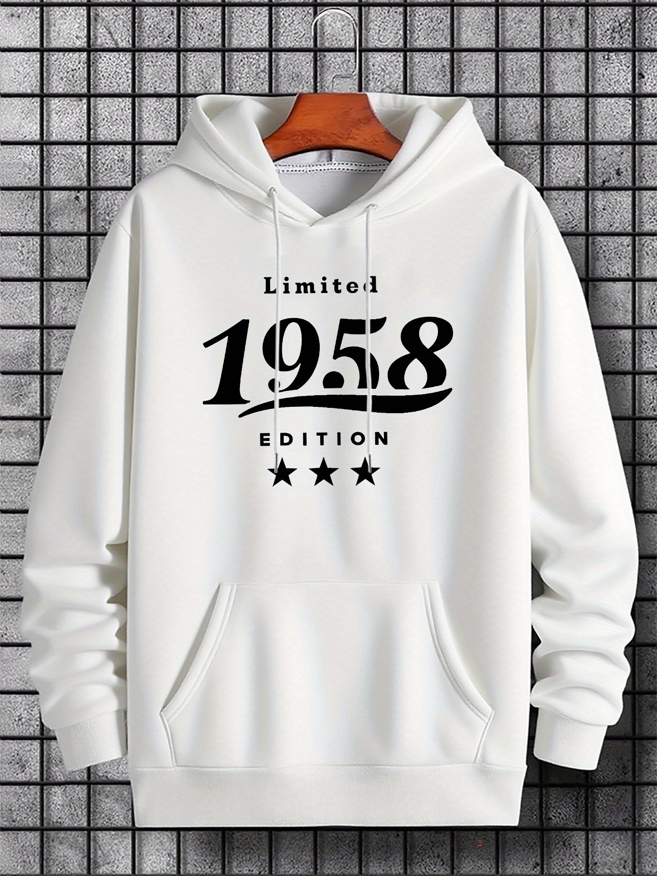 Tailorly Men's Printed Hoodie - Limited Edition Stars And Bold 1958 Print Hoodie